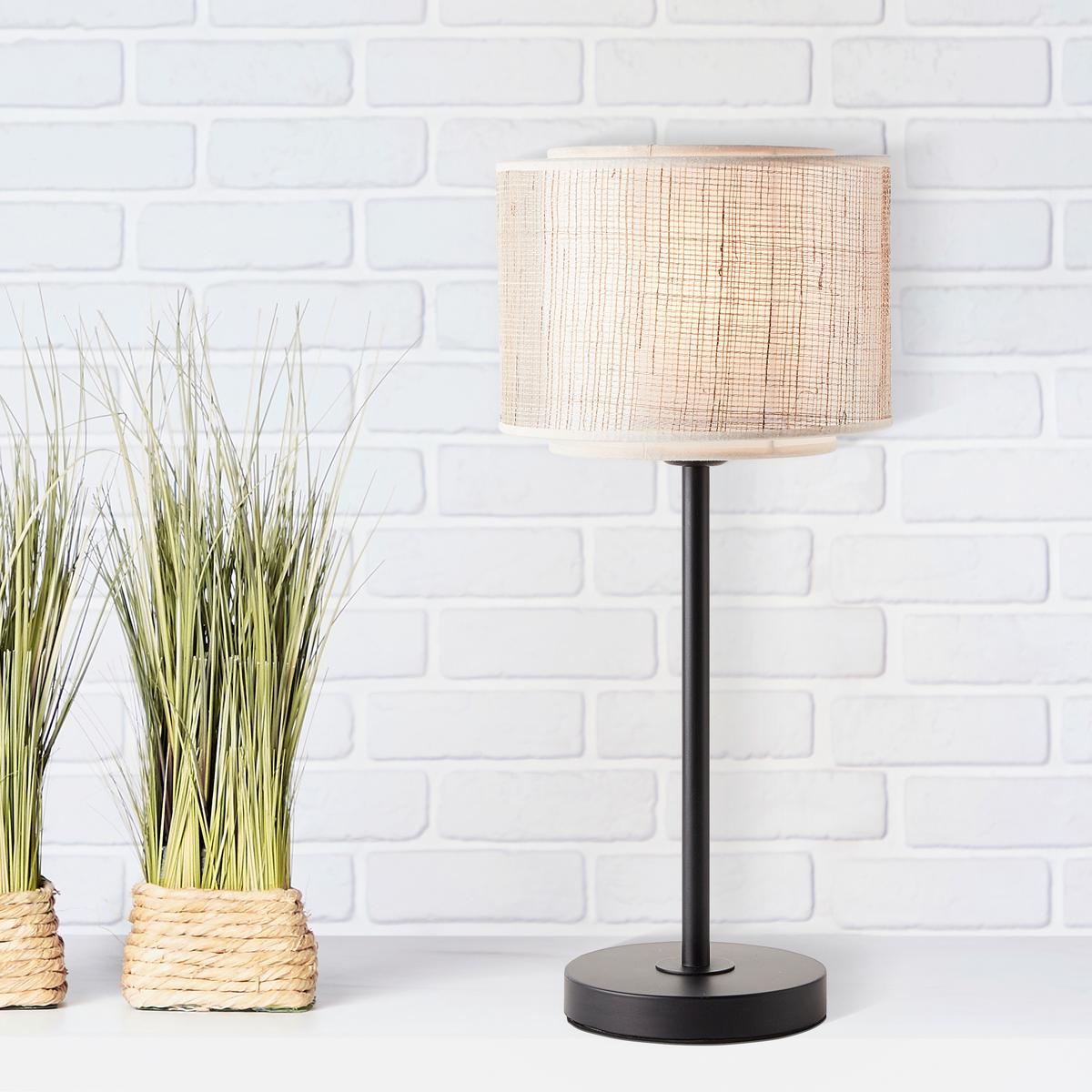 Tischlampe Odar Schwarz/Beige mit Schnurschalter - Beige/Schwarz, Basics, Papier/Textil (22/48cm) - Brilliant