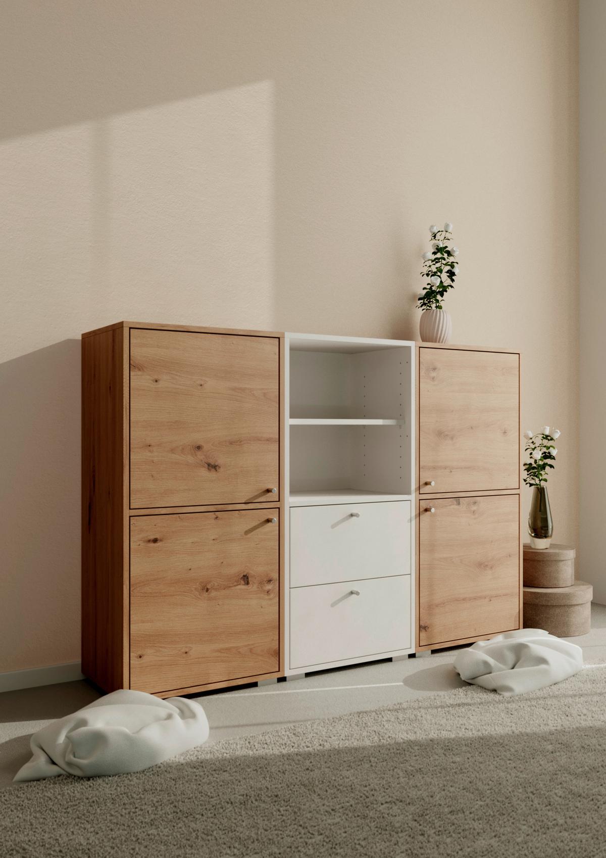 Regal Fyn 20a Eiche Artisan B: 46 Cm - Alufarben/Eiche Artisan, Design, Holzwerkstoff (46/96,5/33,5cm) - MID.YOU