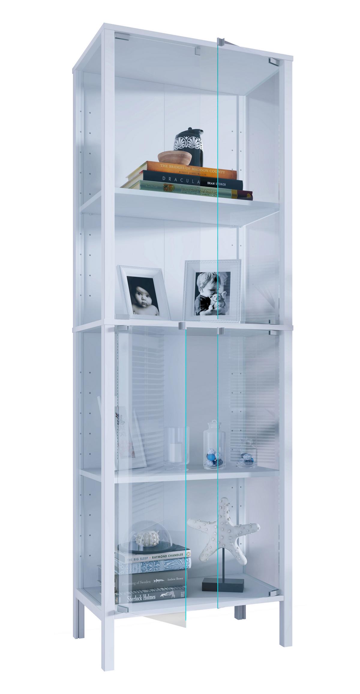 VITRINE Jensol, Weiß B: 60 cm - Klar/Weiß, Design, Glas/Holzwerkstoff (60/178/35cm) - Livetastic