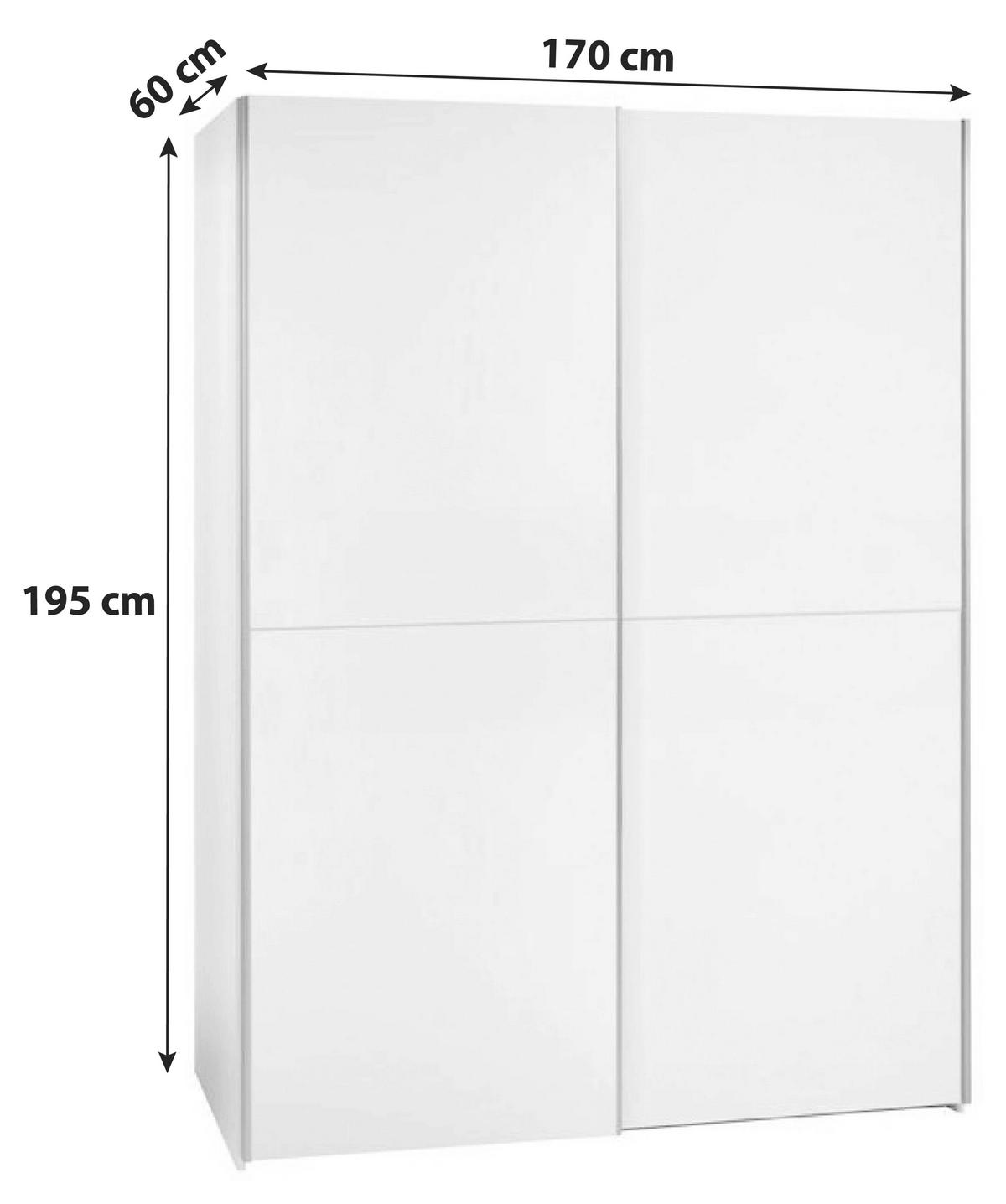 Schwebetürenschrank 170cm Starter, Schachbrettweiß - Eichefarben/Weiß, Design, Holzwerkstoff (170/195/59cm) - P & B