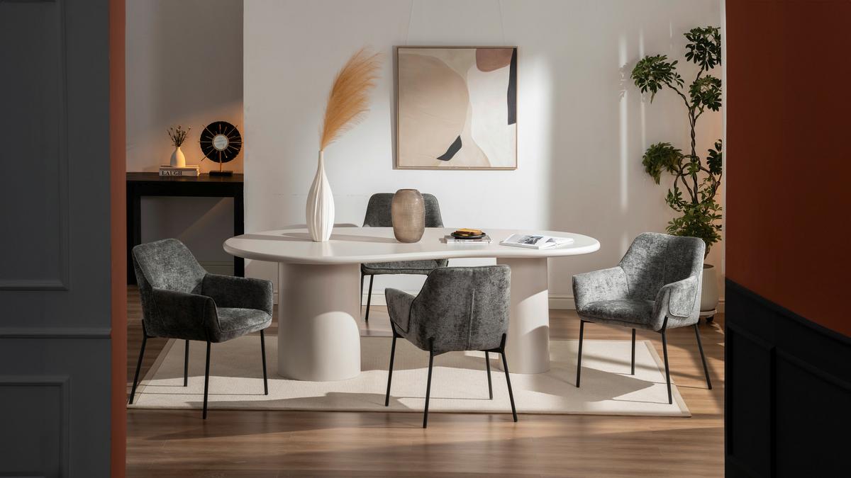 Armlehnstuhl Alea Chenille Grau, B: 62 Cm - Dunkelgrau/Grau, MODERN, Holz/Textil (62/83/62cm) - MID.YOU