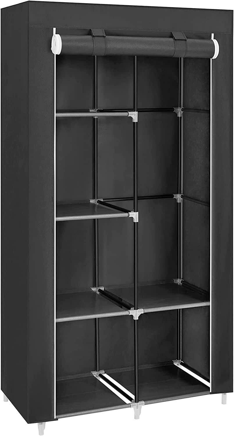 Stoffschrank B: 88 cm Schwarz - Schwarz, Trend, Kunststoff/Textil (88/168/45cm) - Boxxx