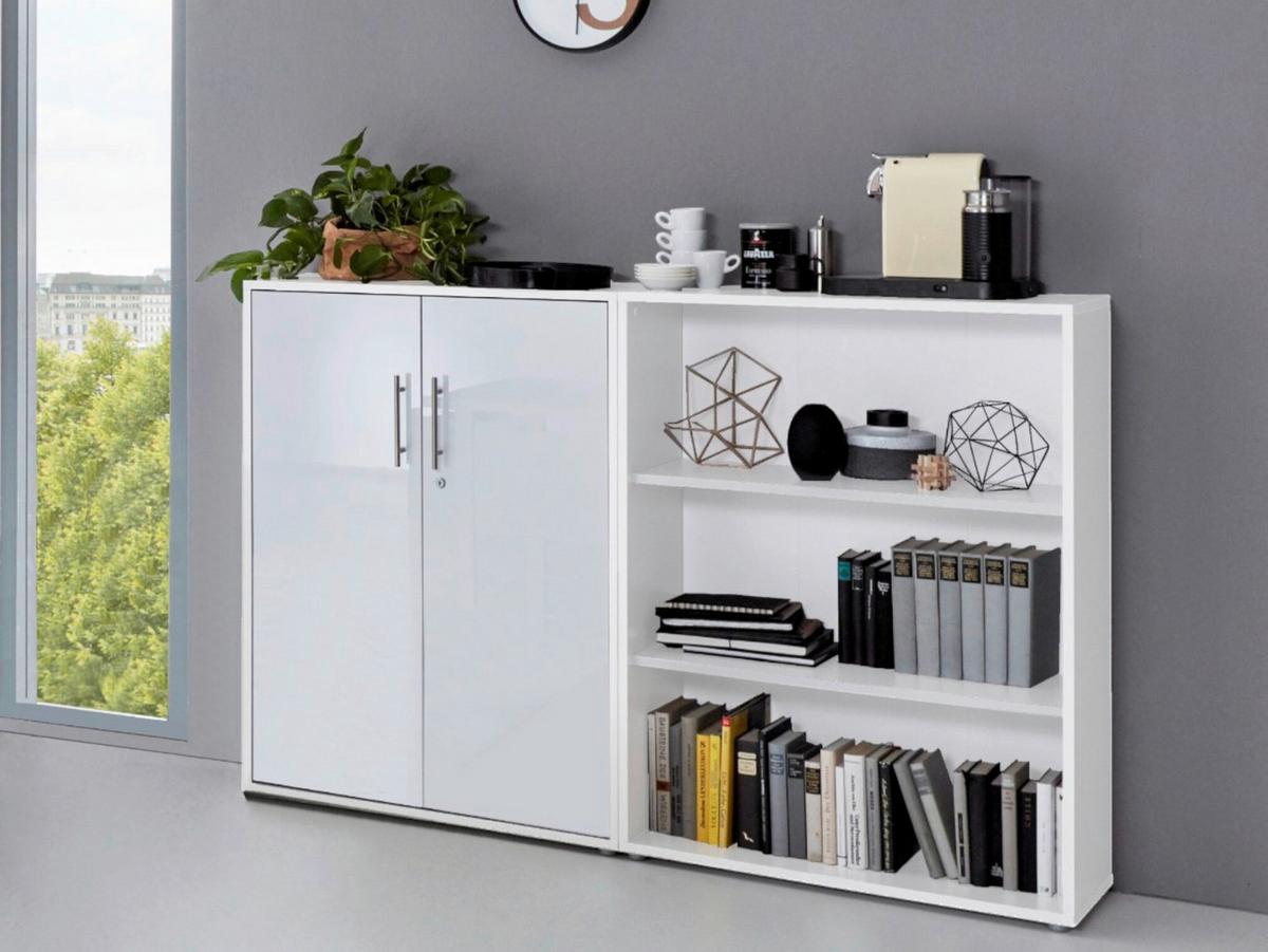 Aktenschrank Office Edition Weiß/Weiß Hochglanz B: 168,8cm - Weiß Hochglanz/Weiß, MODERN, Holzwerkstoff (168,8/113,6/33cm) - MID.YOU