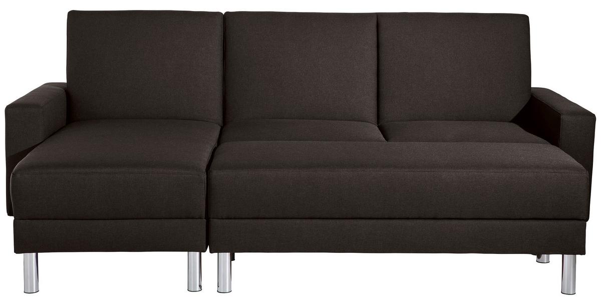Ecksofa mit Schlaffunktion Just Fashion Dunkelbraun - Chromfarben/Dunkelbraun, KONVENTIONELL, Textil (152/230cm) - Max Winzer