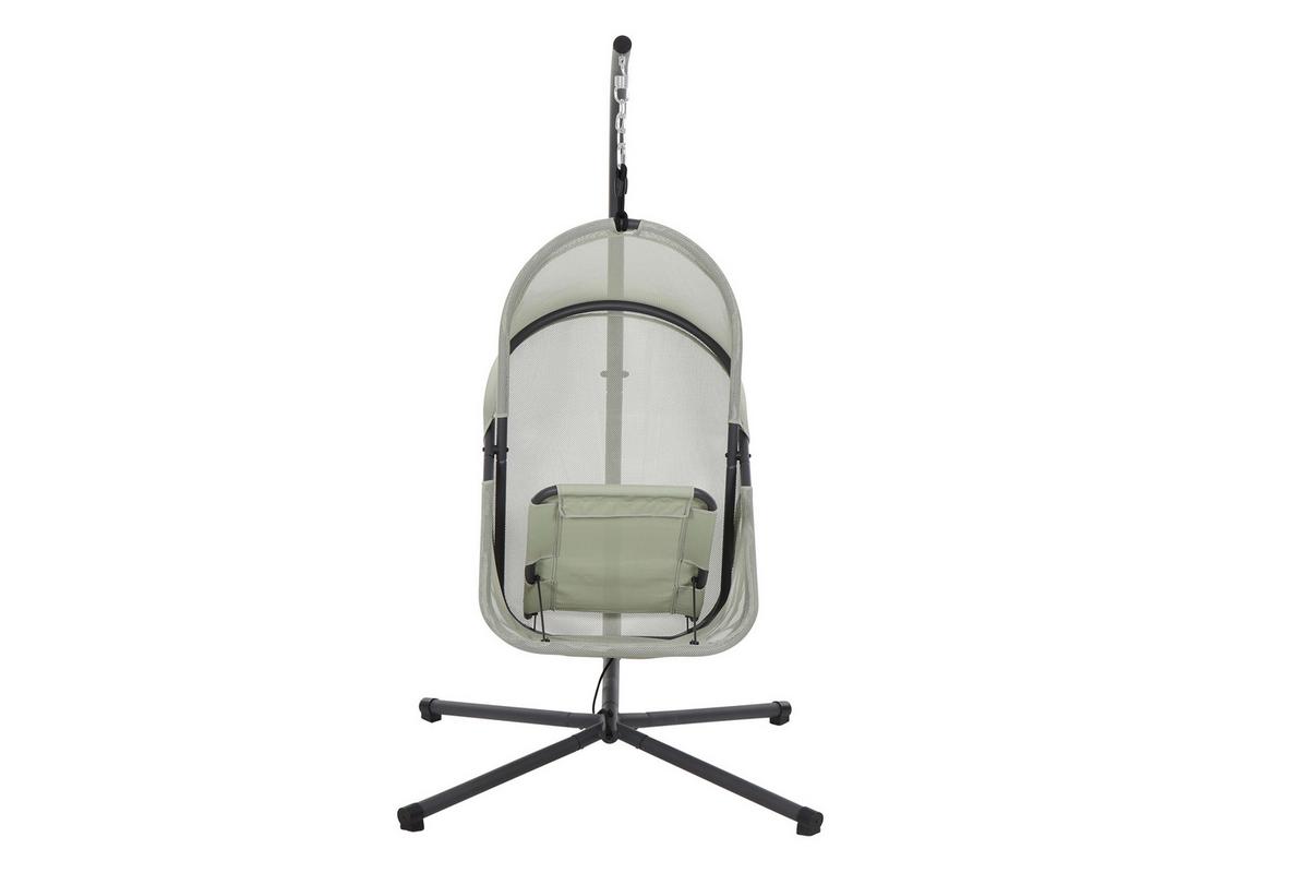 Hängesessel Mit Gestell Mit Sitz- Und Rückenkissen - Anthrazit/Grün, KONVENTIONELL, Kunststoff/Textil (123/195/106cm) - Siena Garden