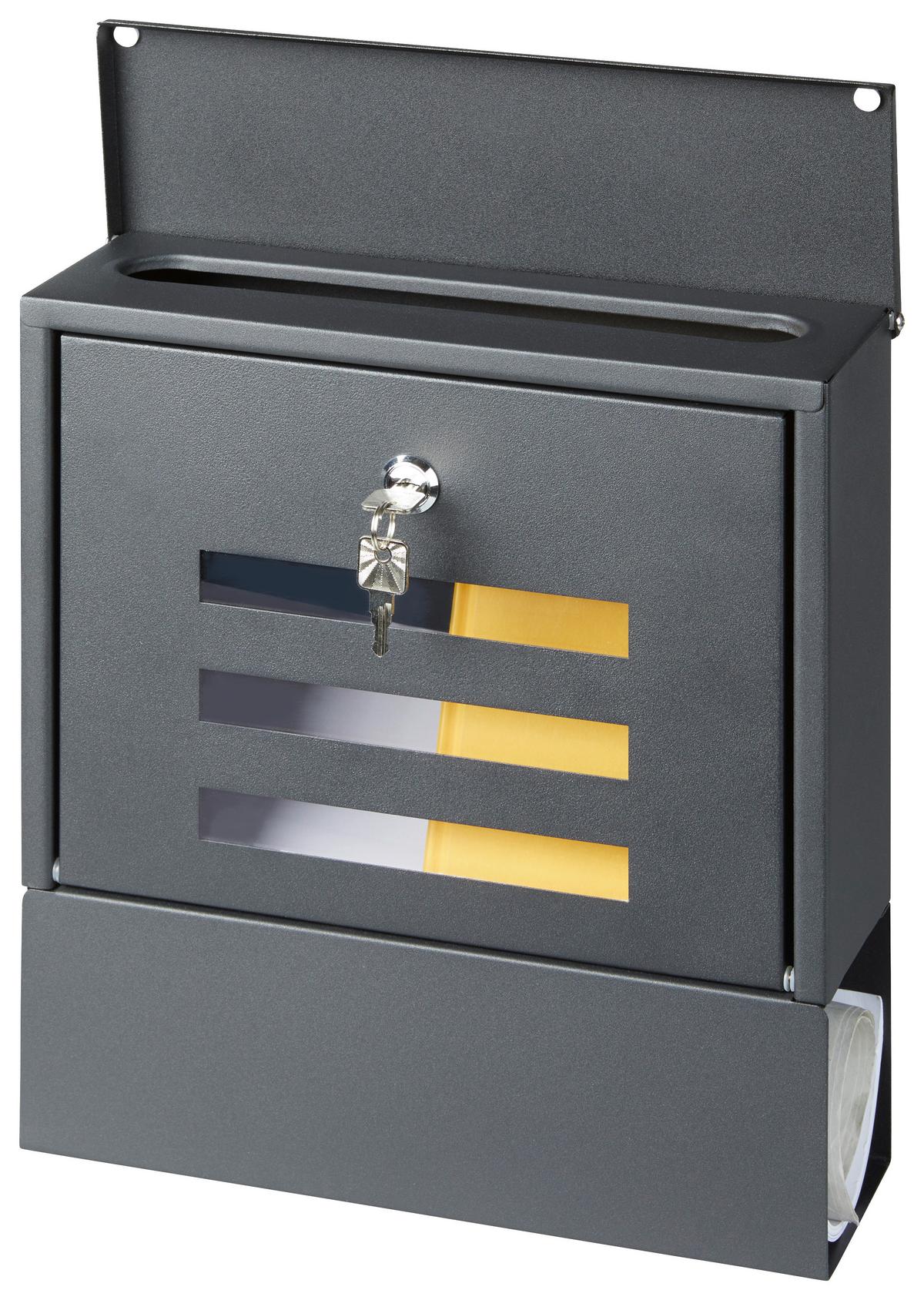 Briefkasten Anthrazit Rohan Mit Sichtfenster - Anthrazit, Design, Metall (30/33/9,5cm) - Homezone