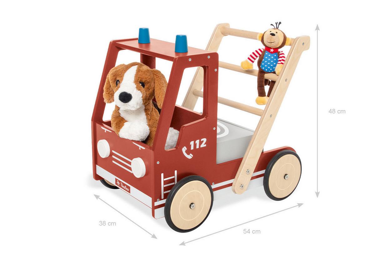 Lauflernwagen Feuerwehrauto Fred - Multicolor, Basics, Holzwerkstoff (54/38/48cm) - Pinolino