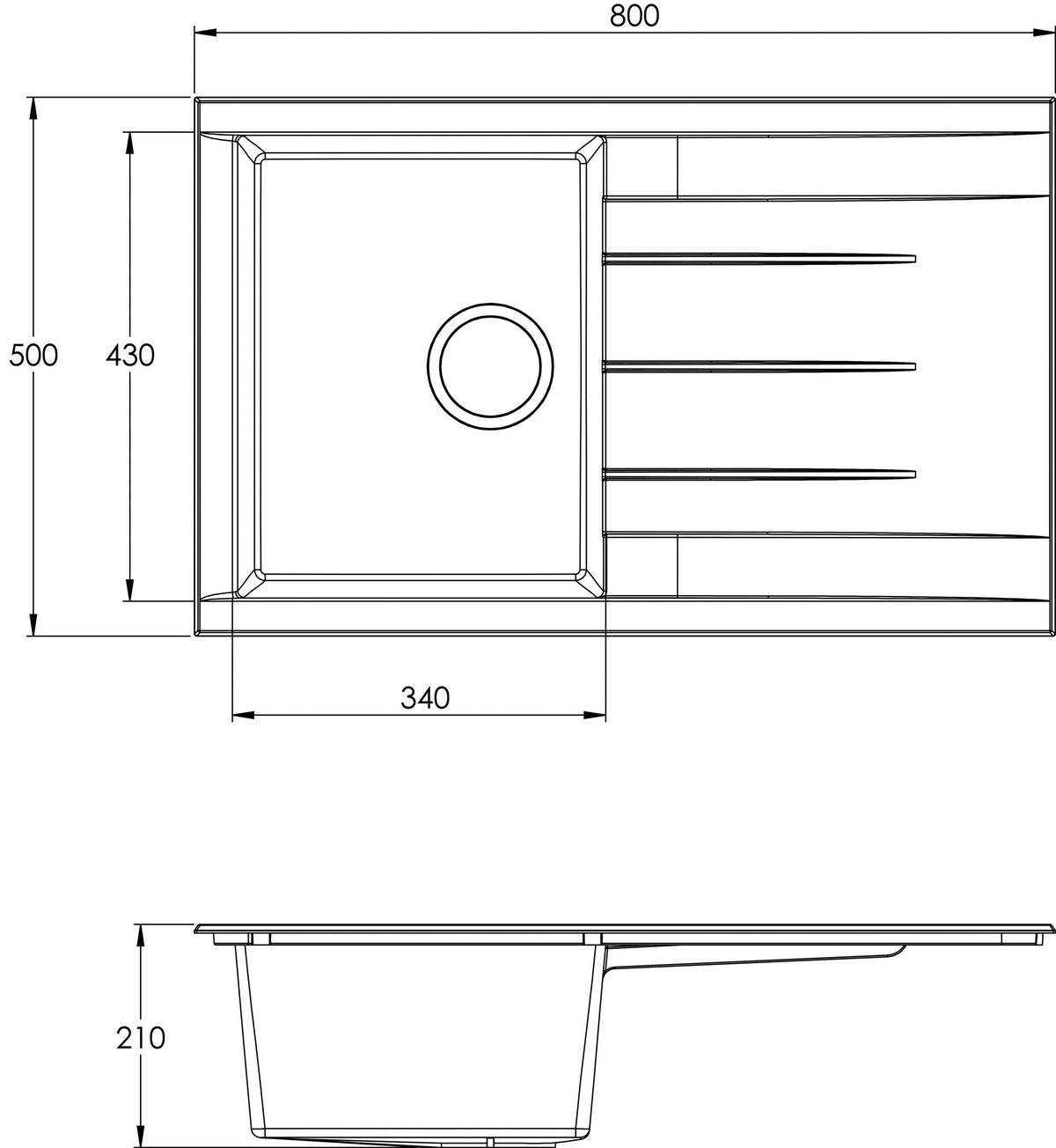 Spüle Respekta Houston Kunststein Bxt: 80x50 Cm - Grau, Trend, Glas/Kunststoff (80/21/50cm) - Respekta