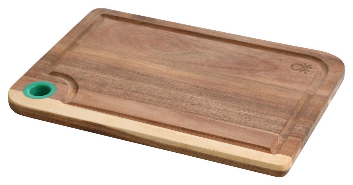 Schneidebrett Aus Holz + Griff Rainbow L/b: Ca. 34/24 Cm - Akaziefarben, Basics, Holz/Kunststoff (34.2/24.5/11.5cm) - Benetton