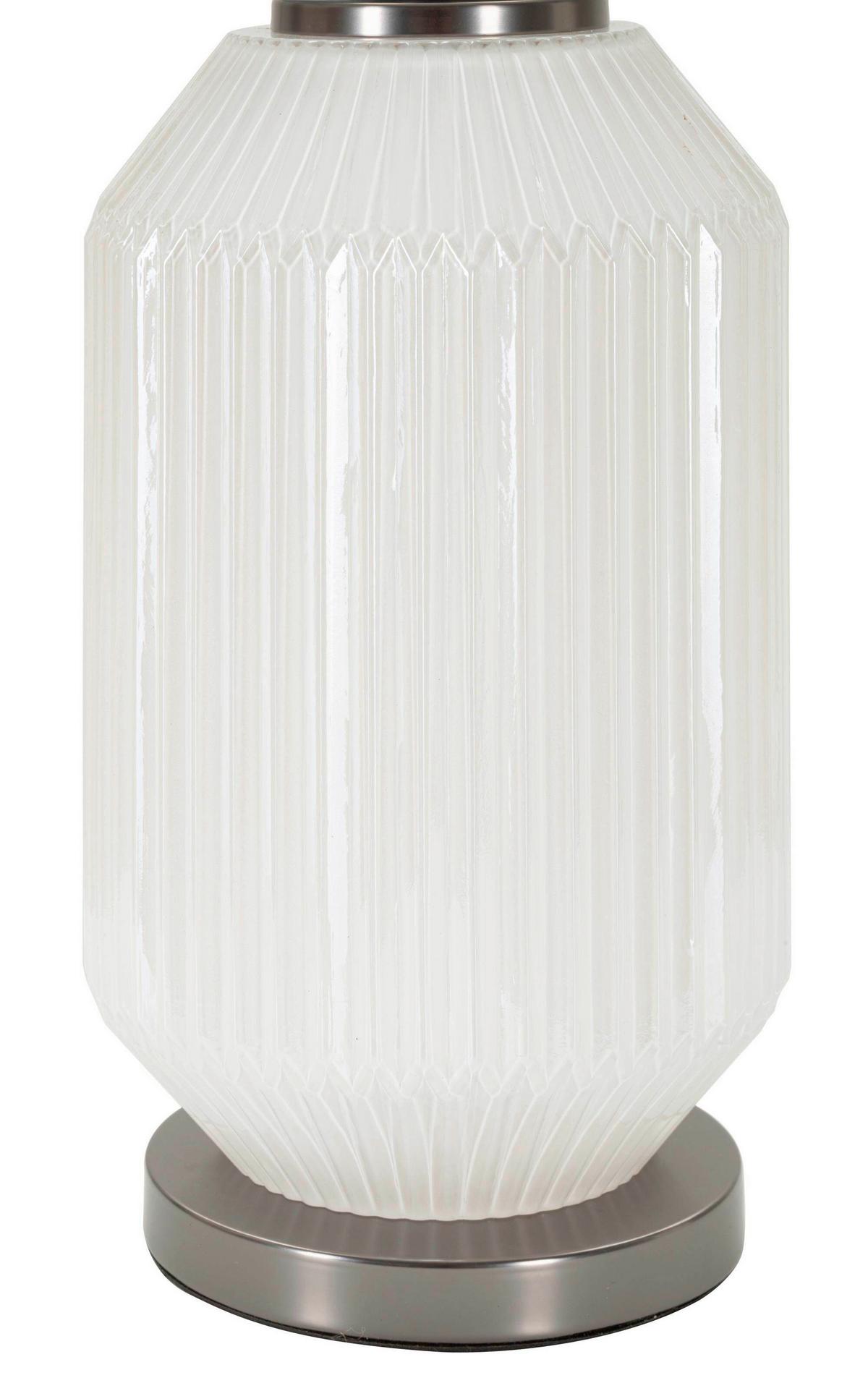 Tischleuchte Brighty Weiß, Grau B: 37,5 cm - Weiß/Grau, Basics, Glas/Textil (37.5/65/37.5cm)