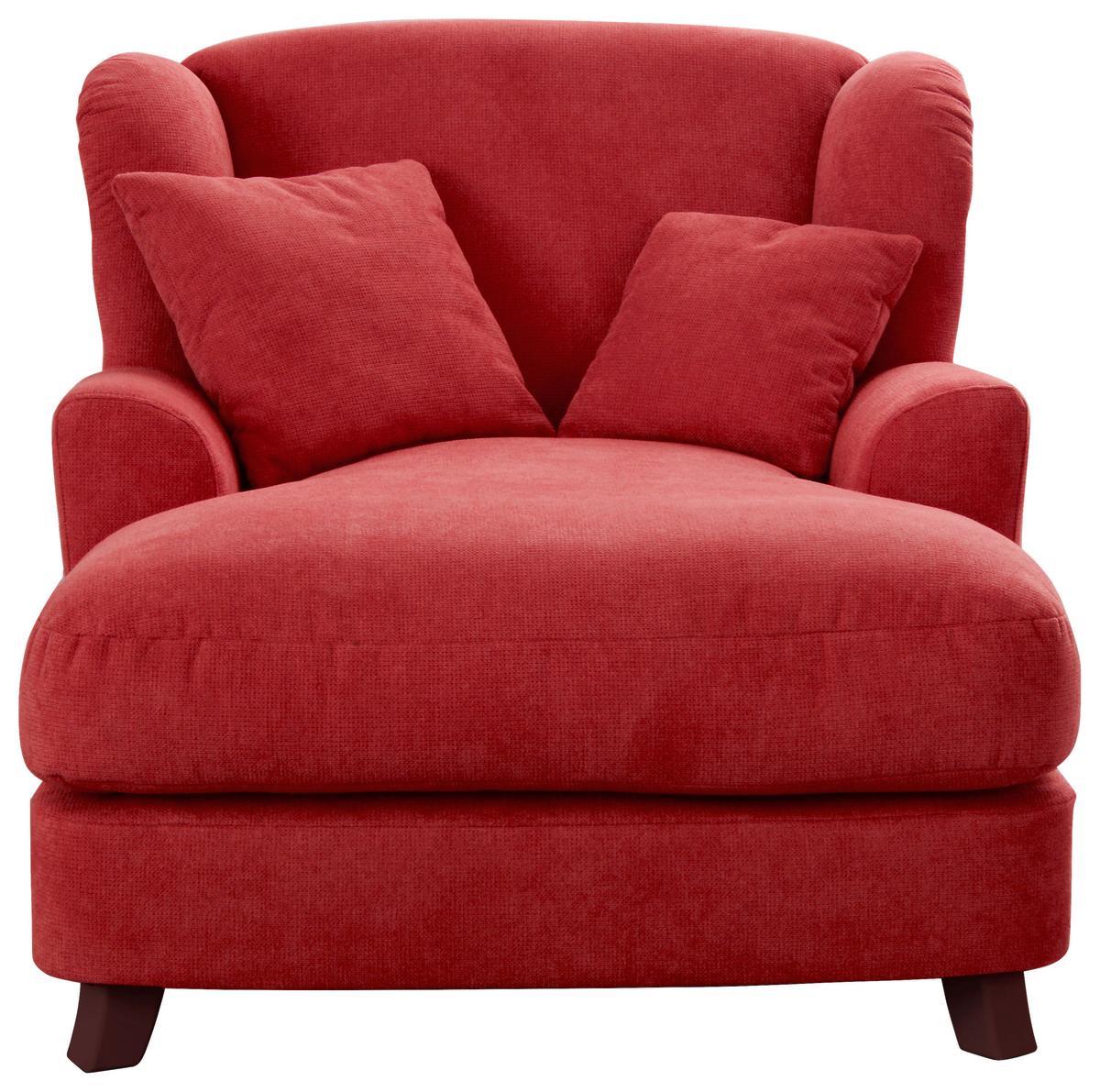 XXXL-Sessel Asado rot teilmassiv, B: 109 cm - Dunkelbraun/Rot, MODERN, Holzwerkstoff/Textil (109/104/145cm) - Sit & More