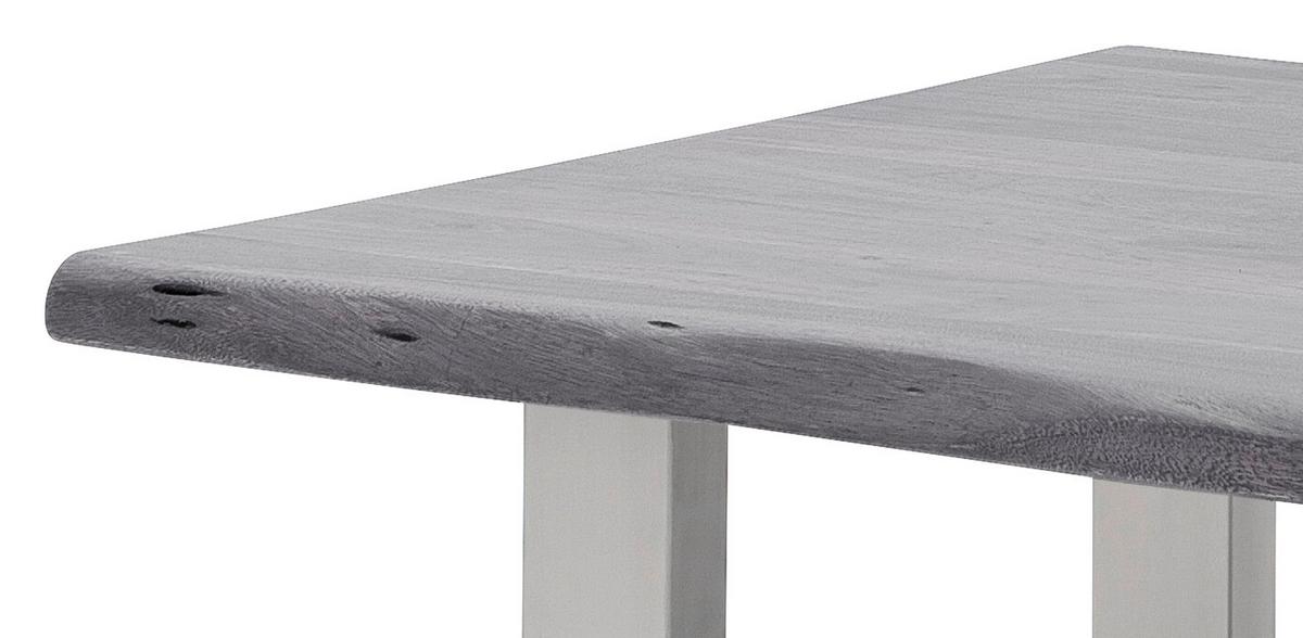 Couchtisch Holz mit Massiver Tischplatte Cartagena, Akazie - Edelstahlfarben/Grau, MODERN, Holz/Metall (75/45/75cm)