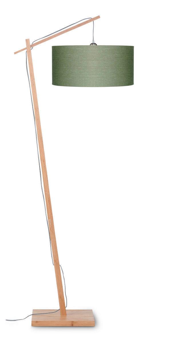 Stehlampe Andes Grün/ Naturfarben mit Fußschalter - Naturfarben/Grün, Design, Holz/Textil (70/176cm) - Good & Mojo