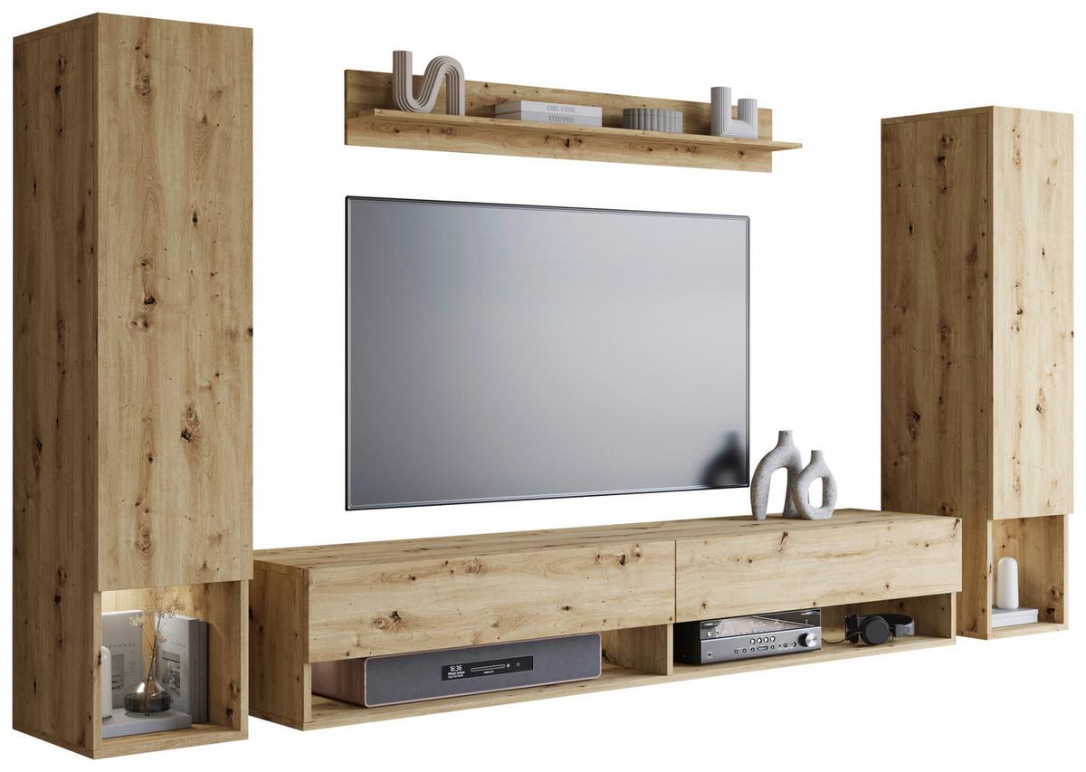 OBÝVACÍ STĚNA AMADEO II - dub artisan, Basics, kompozitní dřevo (245/130/32cm) - P & B