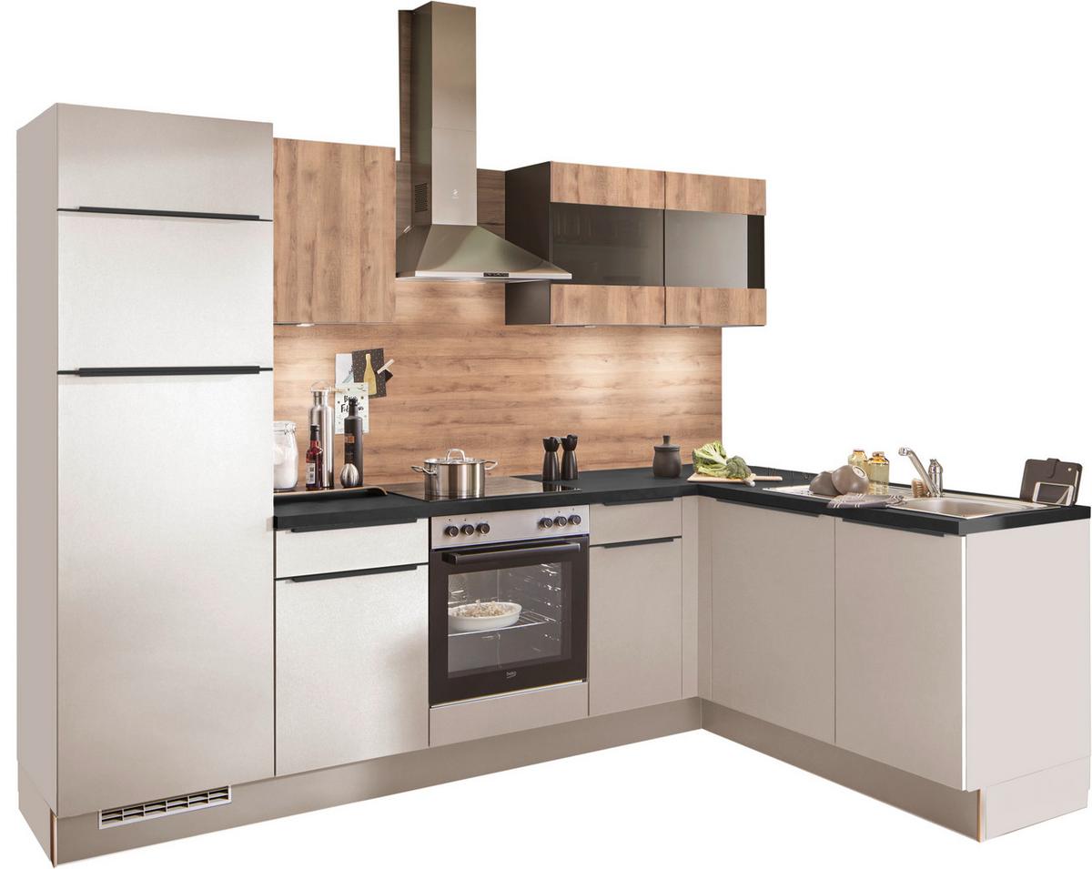 Eckküche Pn80/100 - Honigeiche/Kaschmir, Trend, Holzwerkstoff (275/175cm) - Pino