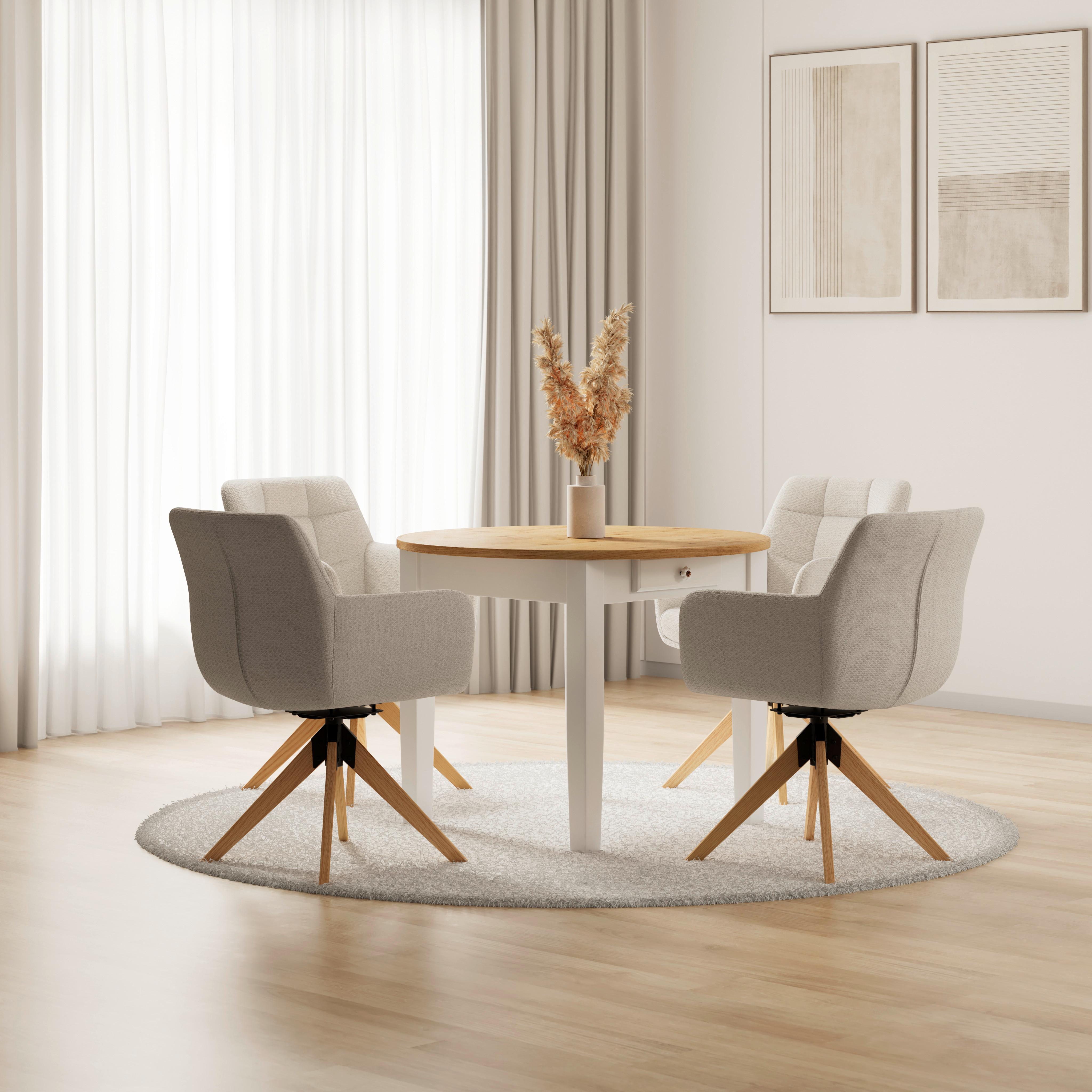 JEDÁLENSKÝ STÔL CAMDEN 100 - biela/farba borovice, Modern, drevo/kompozitné drevo (100/79/100cm) - Bessagi Home