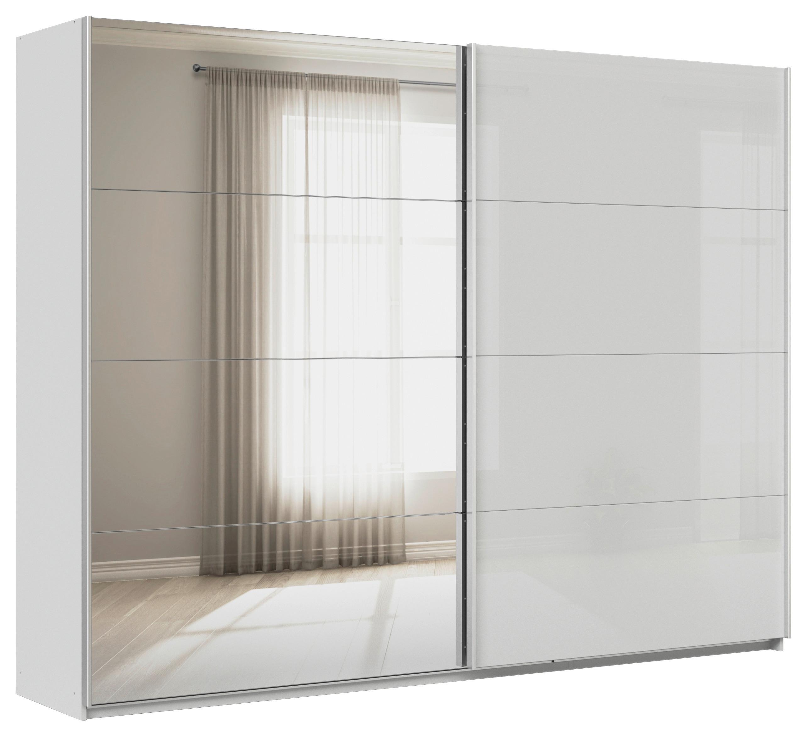 Tolóajtós Szekrény Feldkirch 271/210 Cm - magasfényű szürke/ezüstszínű, Modern, faalapú anyag/Üveg (271/210/62cm)