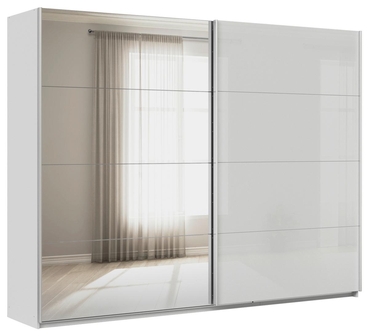 Tolóajtós Szekrény Feldkirch 271/210 Cm - magasfényű szürke/ezüstszínű, Modern, faalapú anyag/Üveg (271/210/62cm)