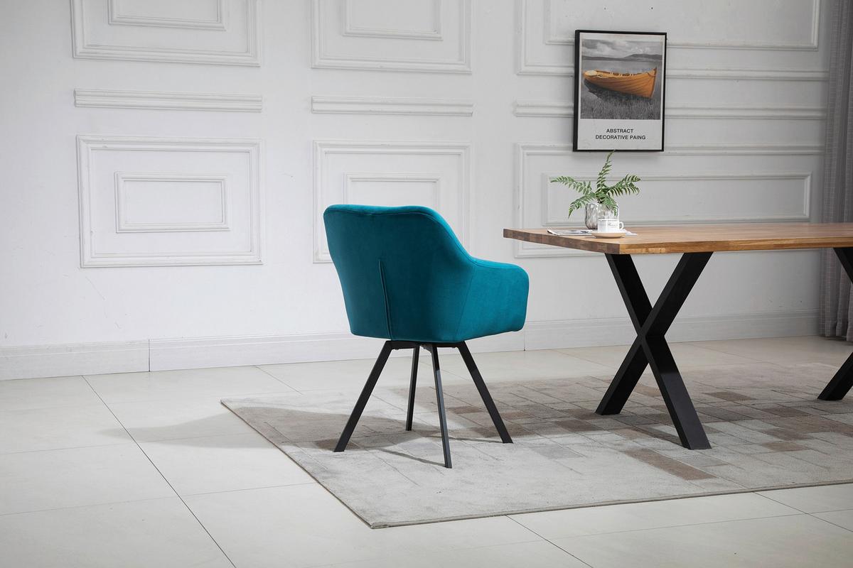 Armlehnstuhl Türkis B: 61 Cm - Türkis/Schwarz, MODERN, Textil/Metall (61/85/62cm) - Livetastic