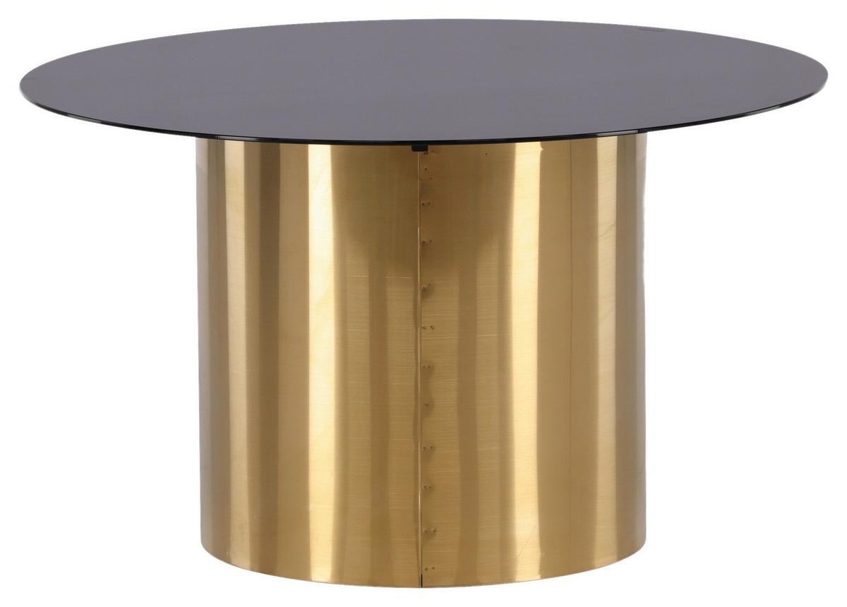 Couchtisch Ystad - Goldfarben/Schwarz, Design, Glas/Metall (80/80/46cm) - Livetastic