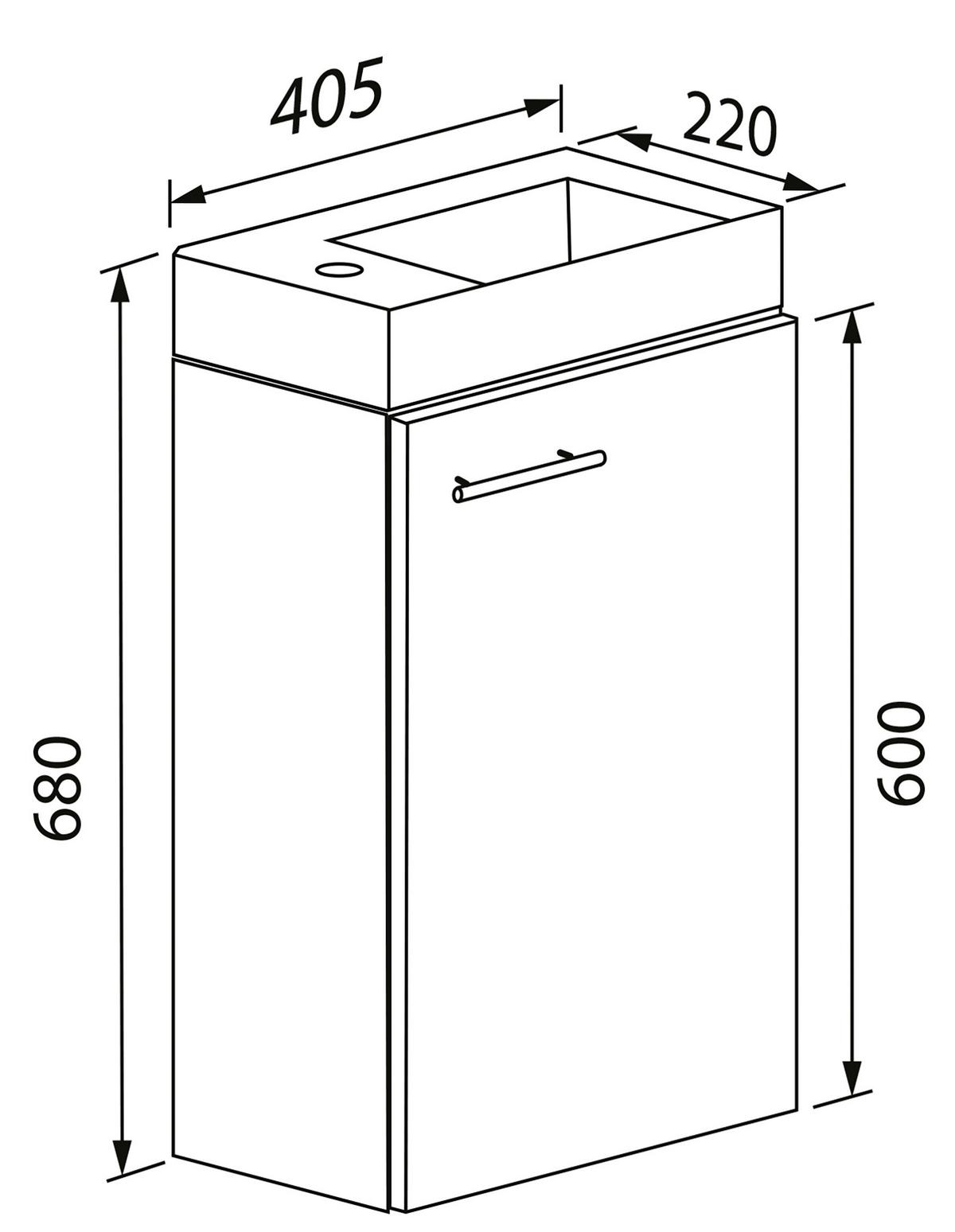Waschtischkombi Slito Bl - Schwarz/Weiß, MODERN, Keramik/Holzwerkstoff (40,5cm) - MID.YOU