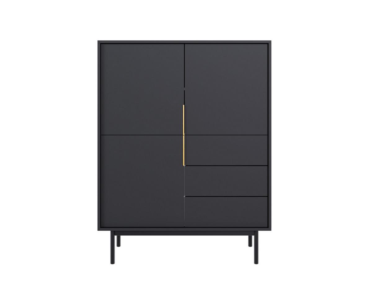 Komoda AVIV - čierna/zlatá, Modern, kov/kompozitné drevo (104/139,5/39cm) - MID.YOU