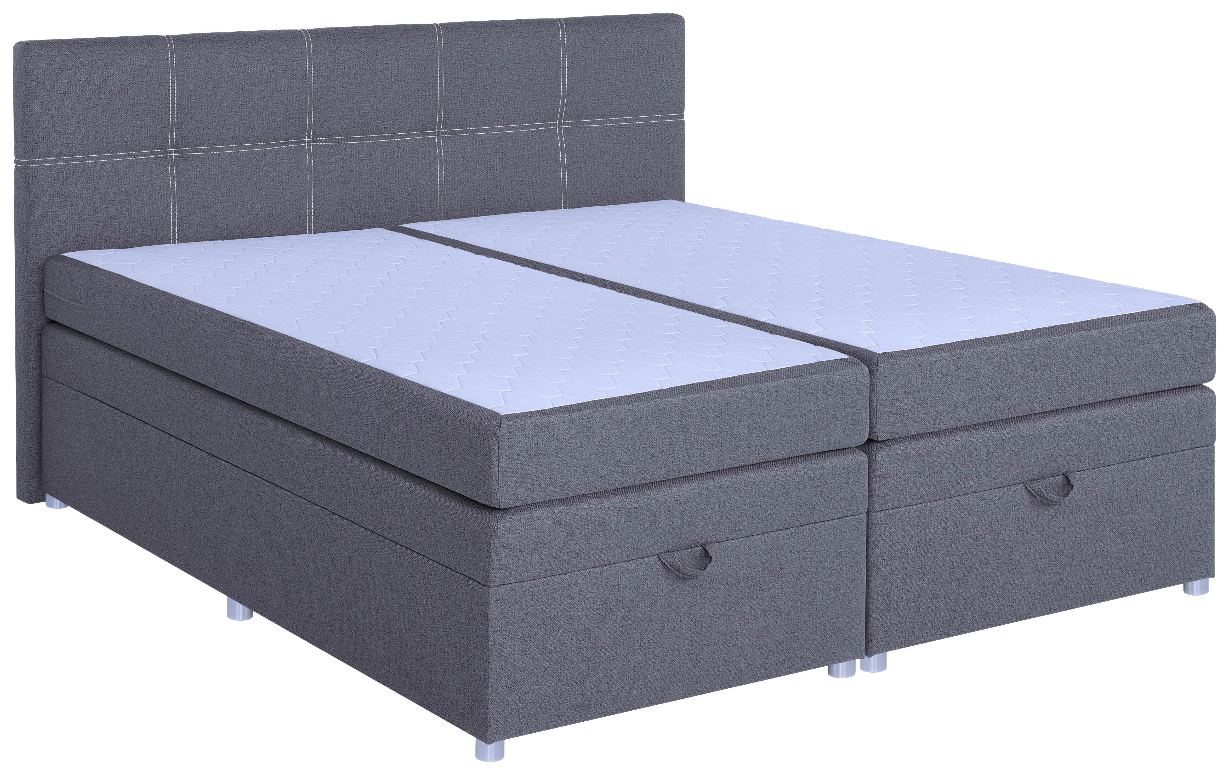 Boxspringbett Royal 180x200 Hellgrau - Chromfarben/Hellgrau, MODERN, Holzwerkstoff/Textil (180/200cm)