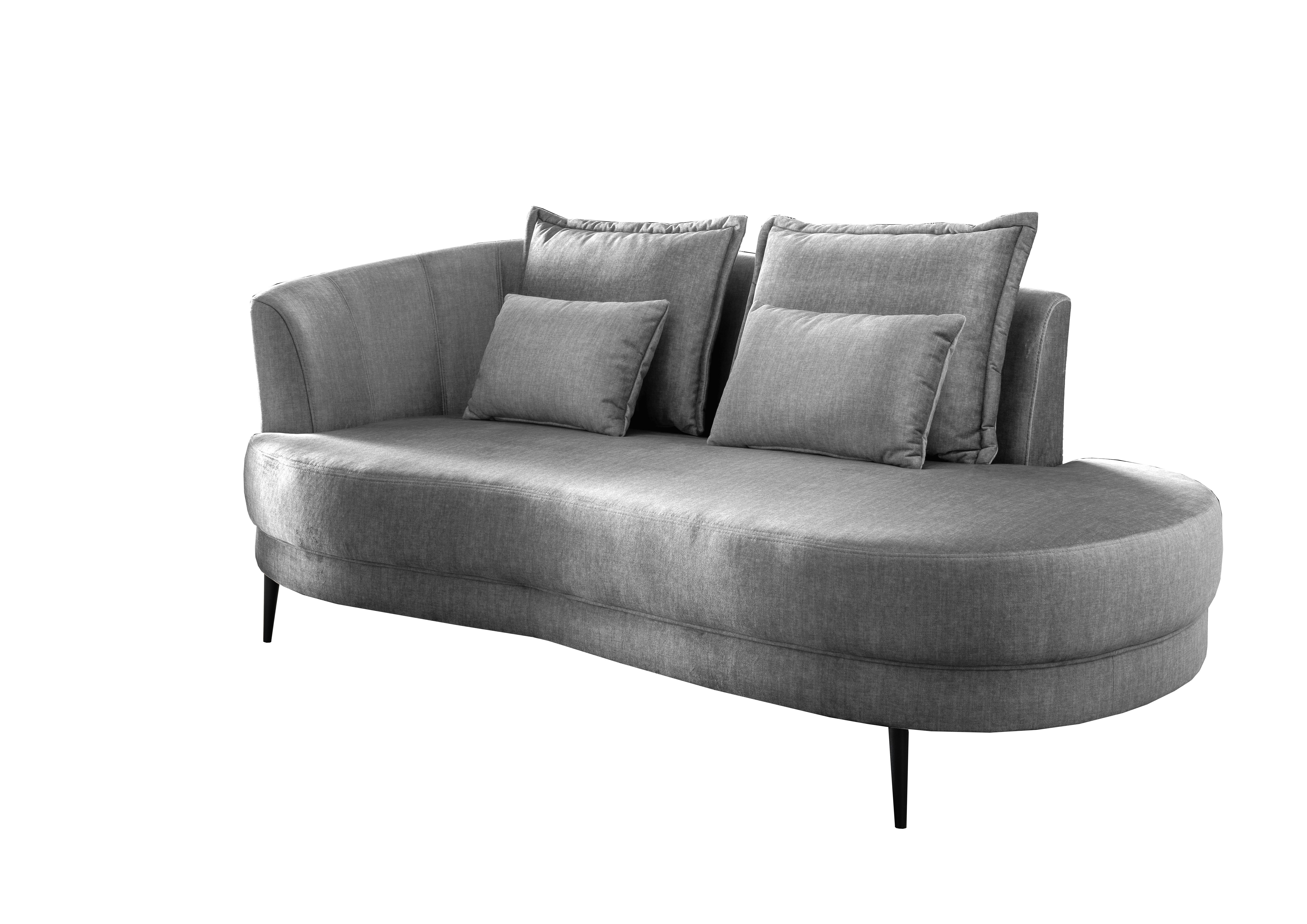 Ottomane Pistaccio Silberfarb. Velours, Rücken Echt B: 211 cm - Silberfarben/Schwarz, MODERN, Textil (211/85/101cm) - Livetastic