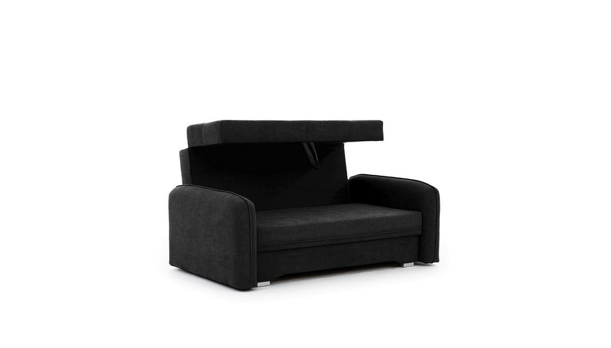 Schlafsofa Laine Schwarz, B: 155 cm - Silberfarben/Schwarz, Design, Textil (155/105/75cm) - MID.YOU