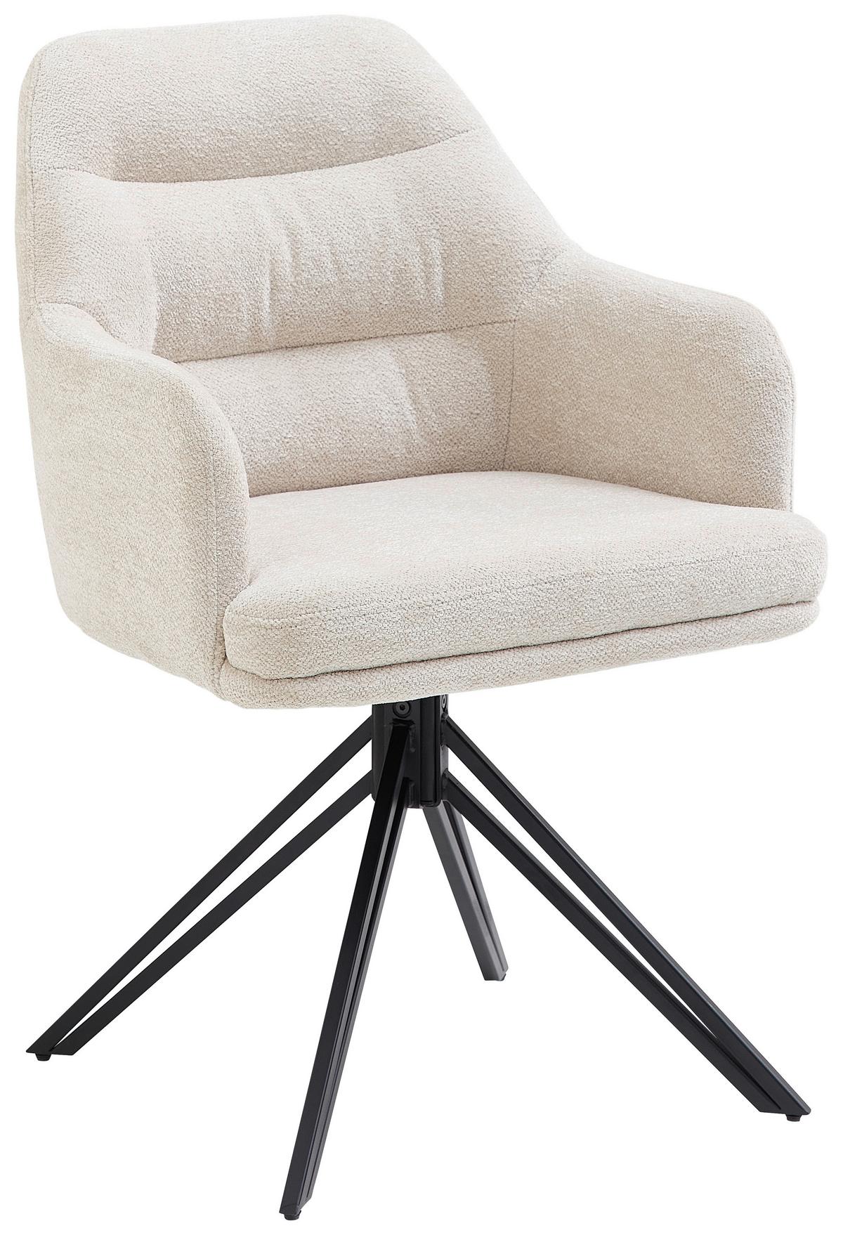 Armlehnstuhl Emilia - Beige/Schwarz, MODERN, Textil/Metall (46,5/85,5/60cm) - MID.YOU