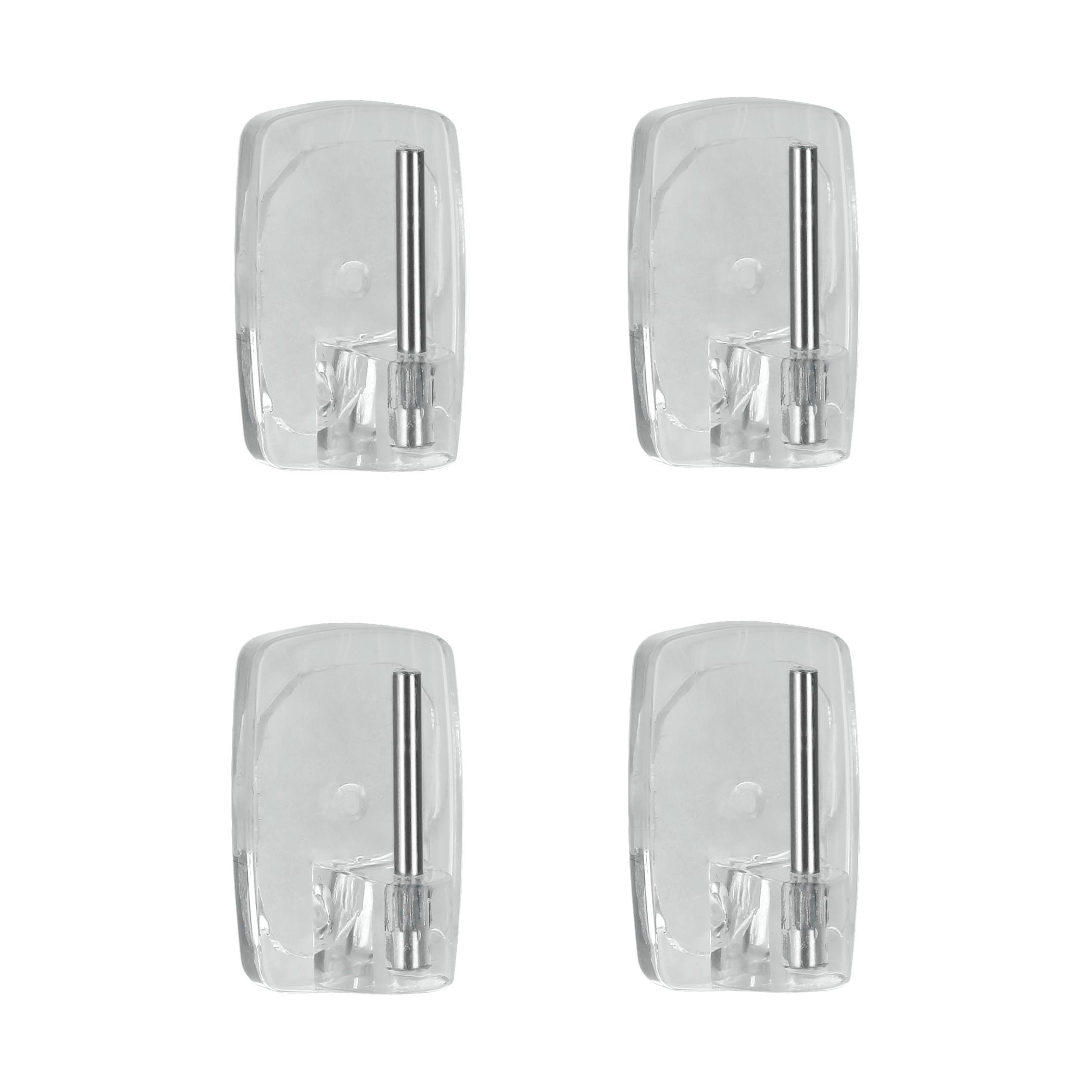Selbstklebehaken Makena, 4er B/H/T: ca. 6,8/16/1,5 cm - Transparent, Basics, Kunststoff (6,80/16/1,5cm) - Metaltex