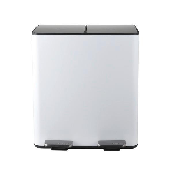 Treteimer Aliya 40l Weiß Metall Lbh: 45x30x51 Cm - Schwarz/Weiß, Basics, Kunststoff/Metall (45/30/51cm) - Spirella