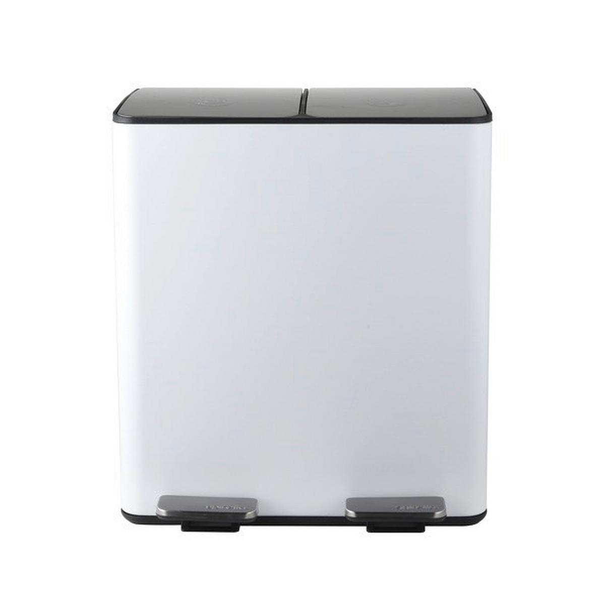 Treteimer Aliya 40l Weiß Metall Lbh: 45x30x51 Cm - Schwarz/Weiß, Basics, Kunststoff/Metall (45/30/51cm) - Spirella