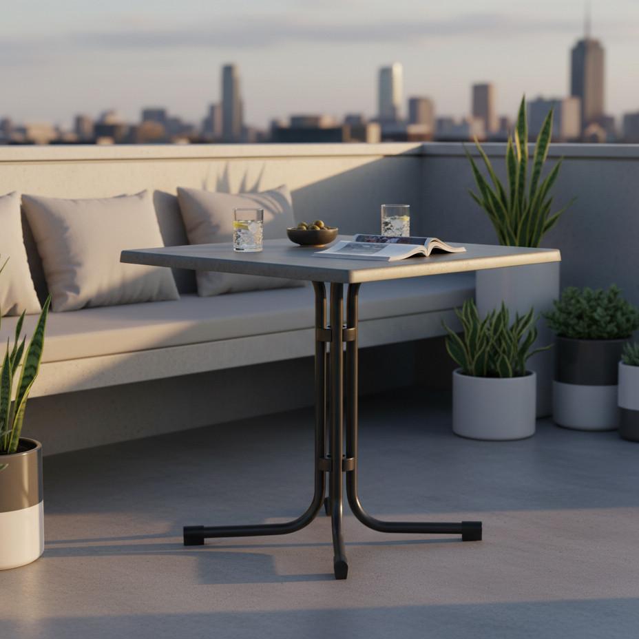 Gartentisch Klappbar Acamp Metall/holzwerkstoff L: 80 Cm - Anthrazit/Grau, Basics, Holzwerkstoff/Metall (80/80/72cm) - Gardenson