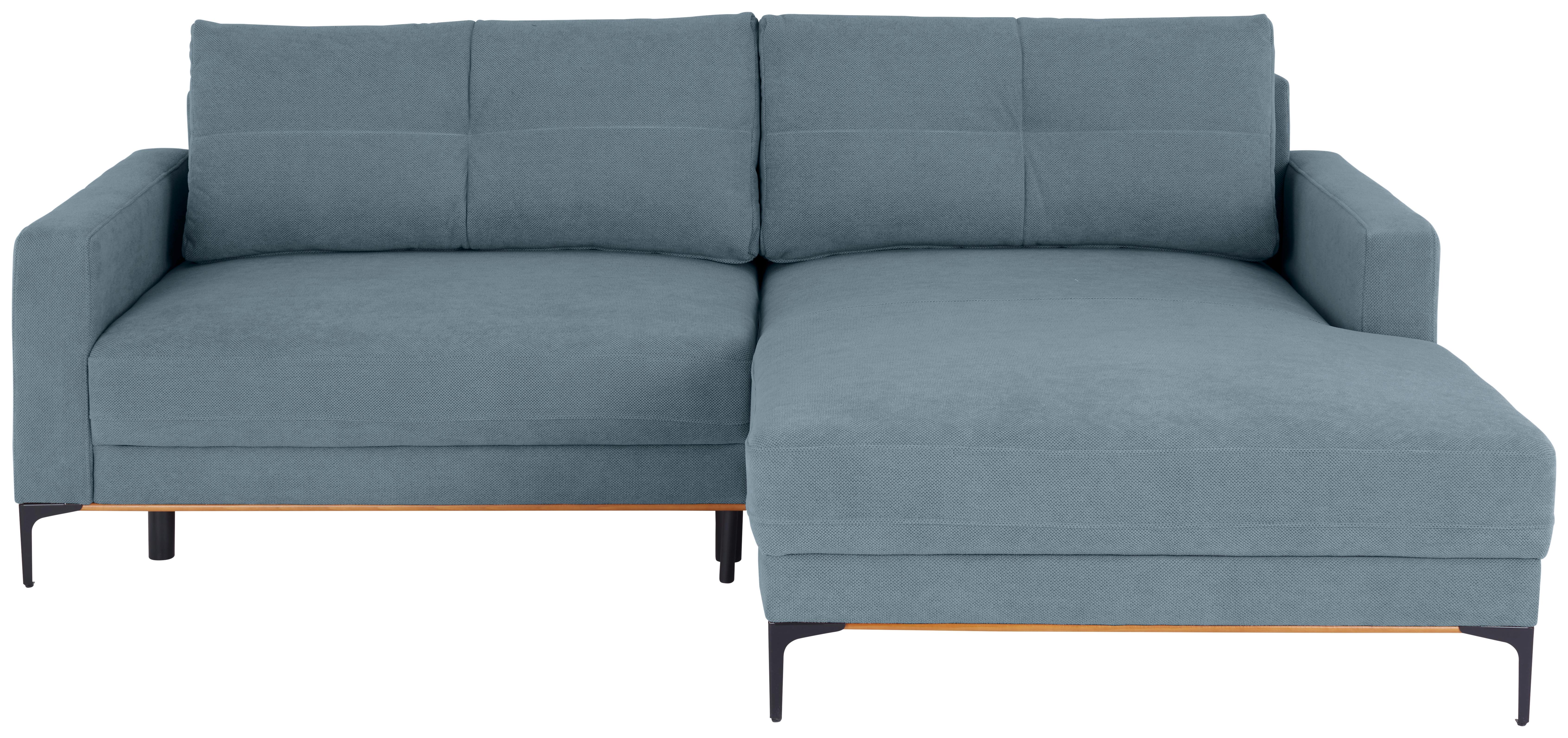 Rohová sedačka BERGAMO, pravá, světle modrá - černá/světle modrá, Moderní, kov/textil (238/162cm) - Ondega