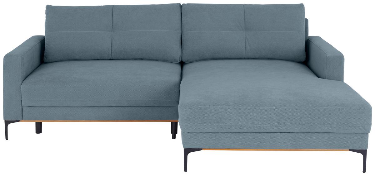 Rohová sedačka BERGAMO, pravá, světle modrá - černá/světle modrá, Moderní, kov/textil (238/162cm) - Ondega