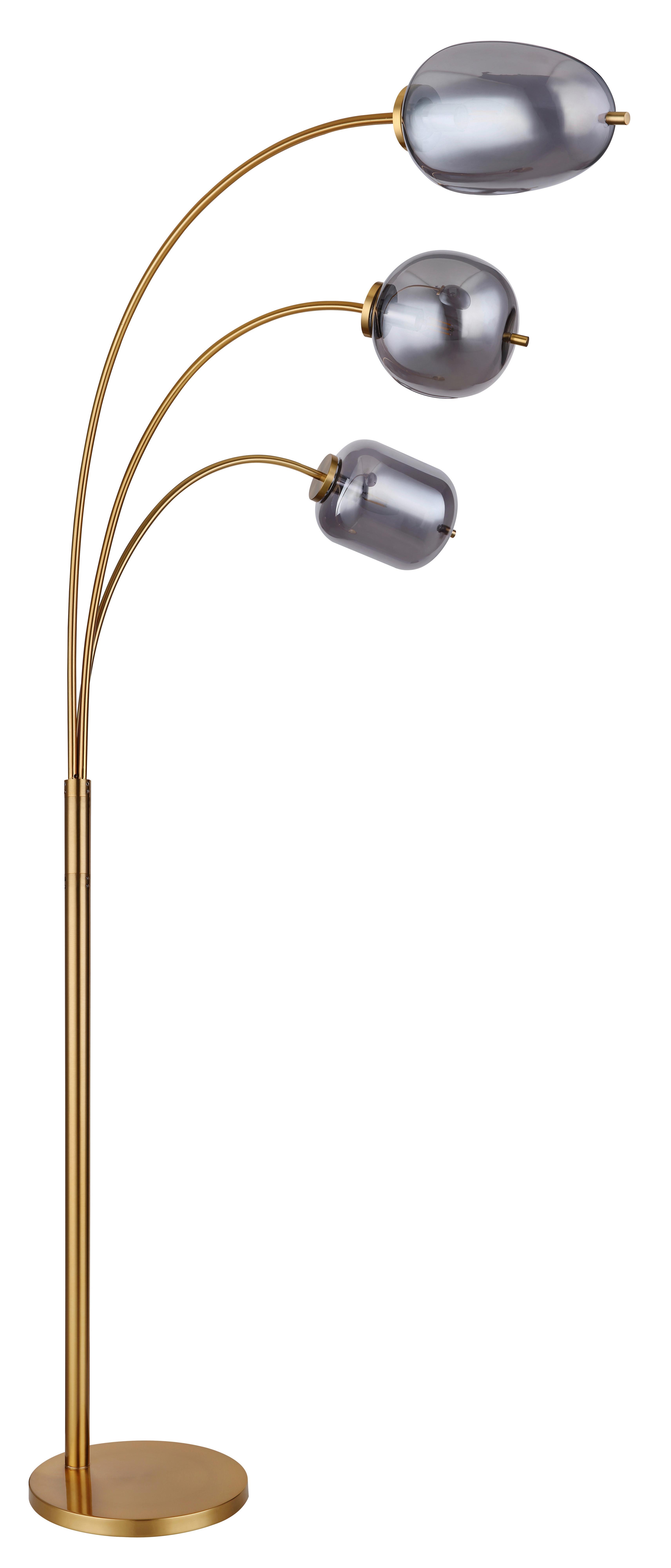Stehlampe Messingfarben aus Glas, 3 Leuchtmittel