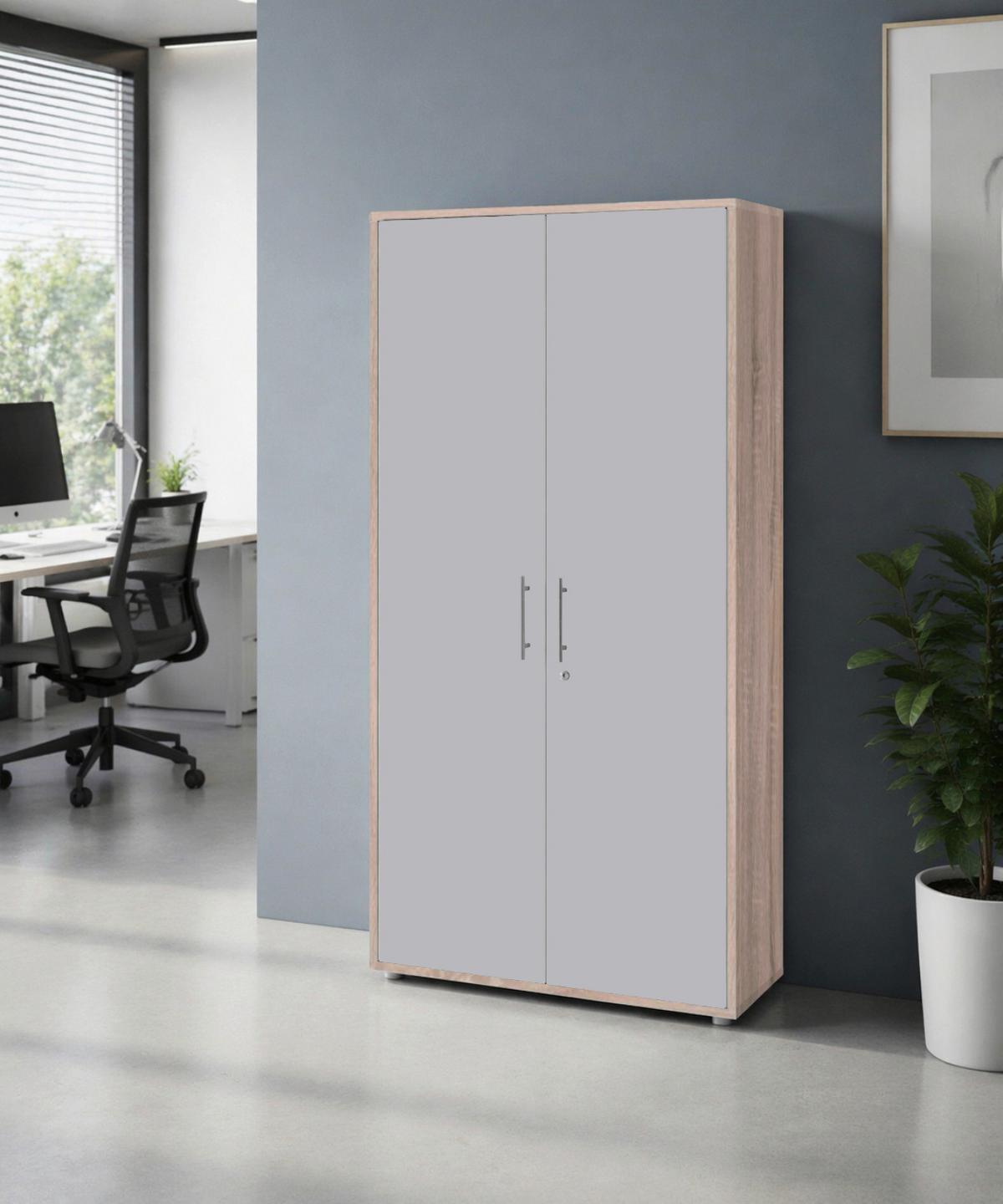 AKTENSCHRANK OFFICE EDITION - Grau/Sonoma Eiche, MODERN, Holzwerkstoff (84,4/185,6/33cm) - MID.YOU