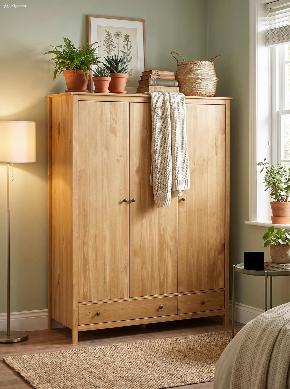 KLEIDERSCHRANK KLEIDERSCHRANK 3TÜ,2SL KIEFER - Naturfarben/Honig, Basics, Holz (144/190/58cm) - Livetastic