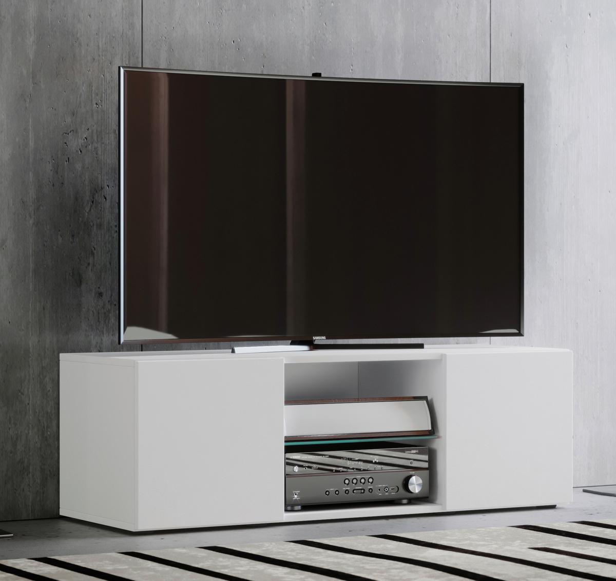 TV - skrinka Lowina š: 115 cm biela - čierna/biela, Konventionell, kompozitné drevo/plast (115/40/36cm) - MID.YOU