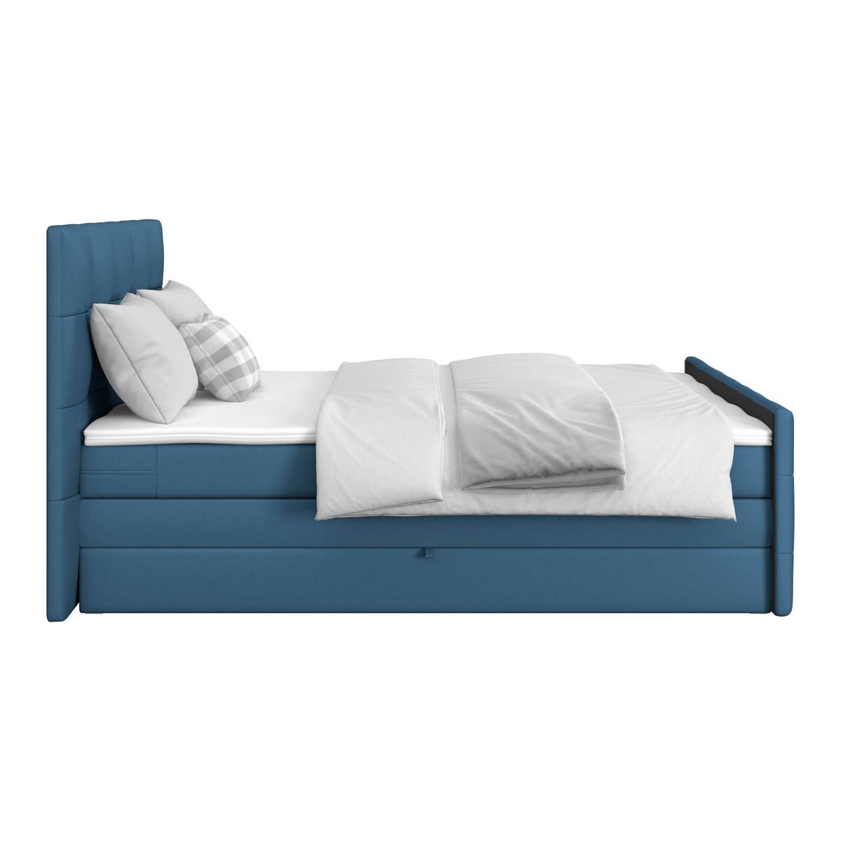Boxspringbett Josie 160 - Schwarz/Dunkelblau, MODERN, Holz/Holzwerkstoff (160/200cm)