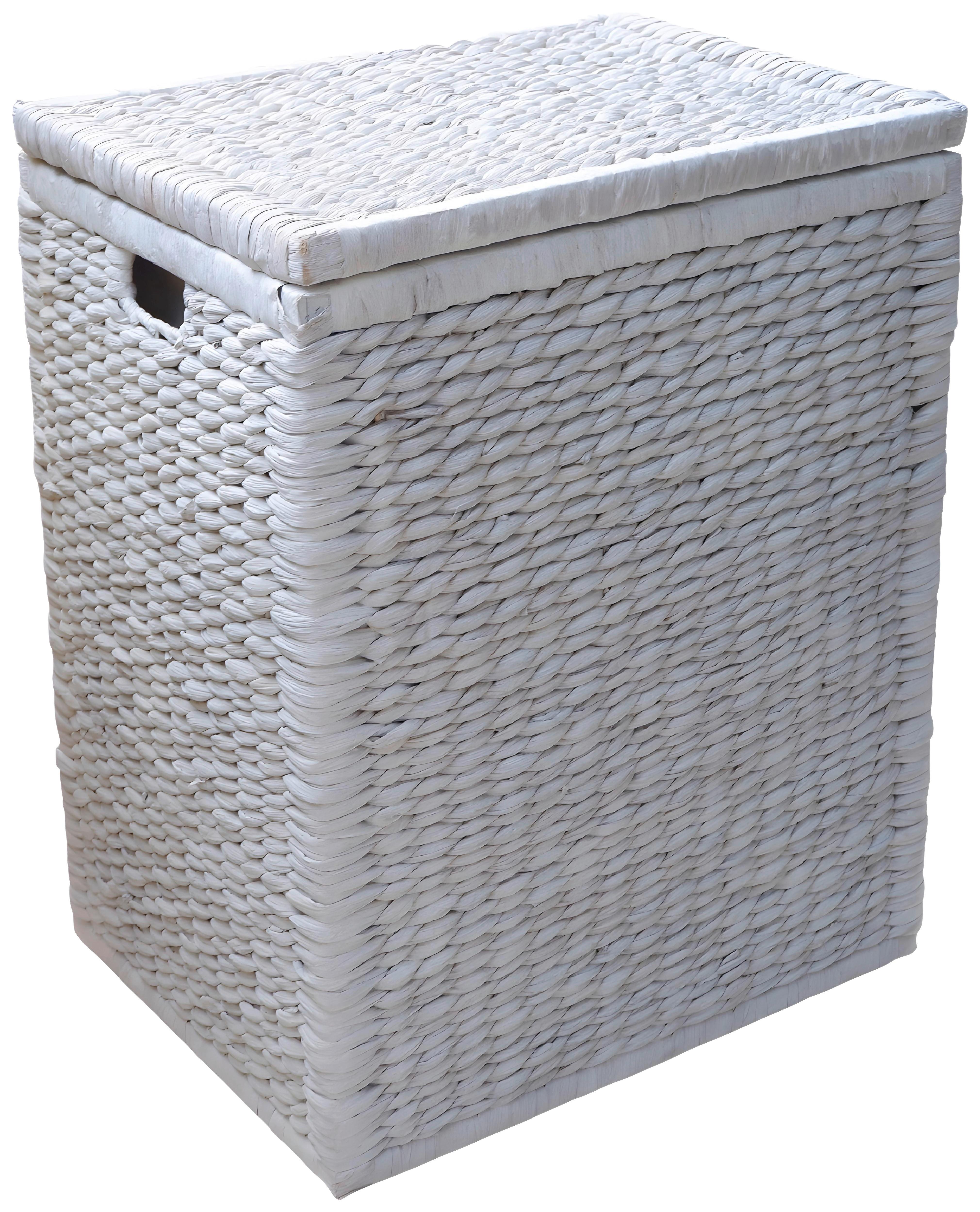 Koš na prádlo TOBI I - bílá, Romantický / Rustikální, dřevo/textil (52/66/40cm) - Zandiara