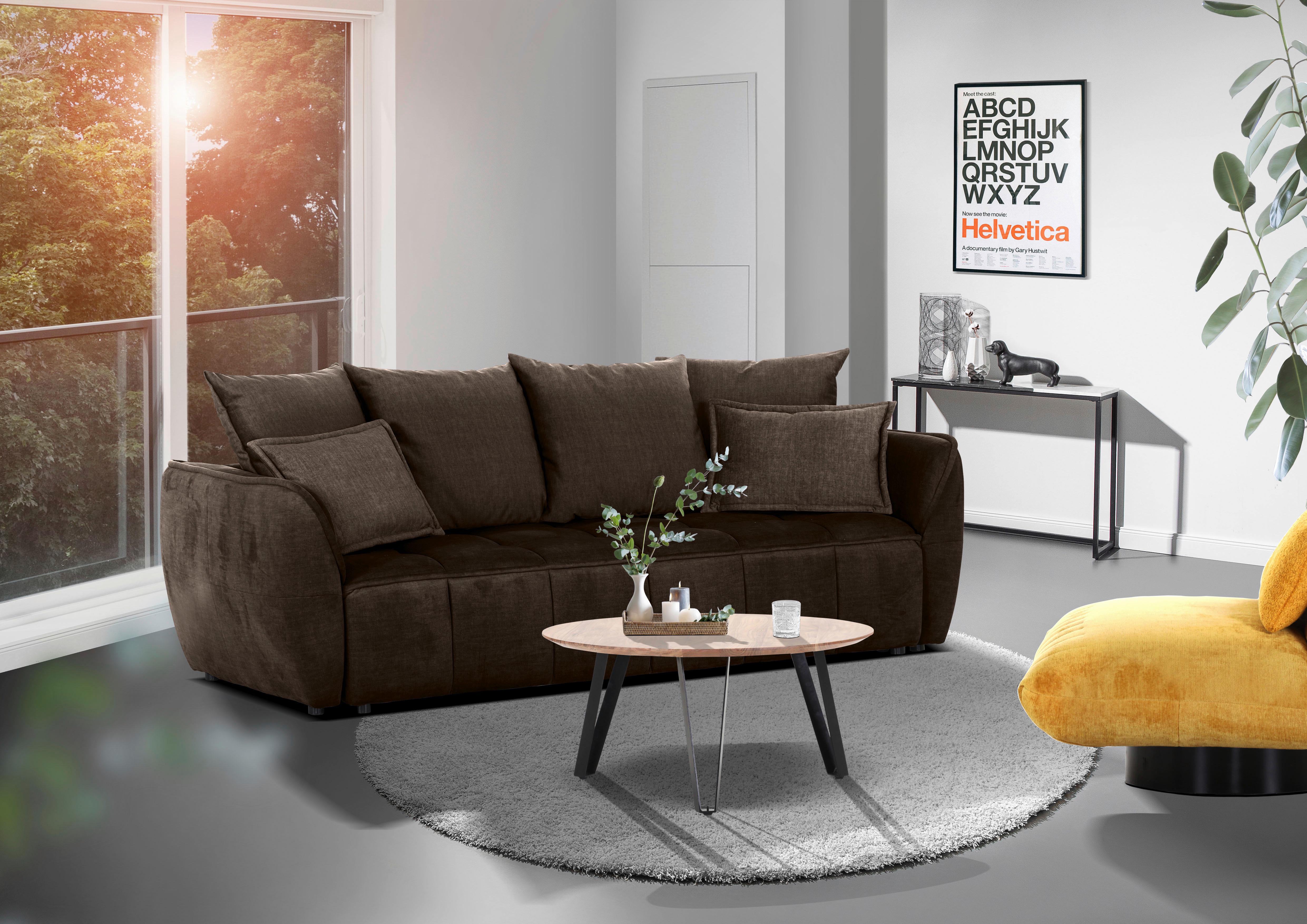 2-Sitzer-Sofa Mit Schlaffunktion Meyford B:250cm - Dunkelbraun/Schwarz, KONVENTIONELL, Textil (250/70/118cm) - MID.YOU