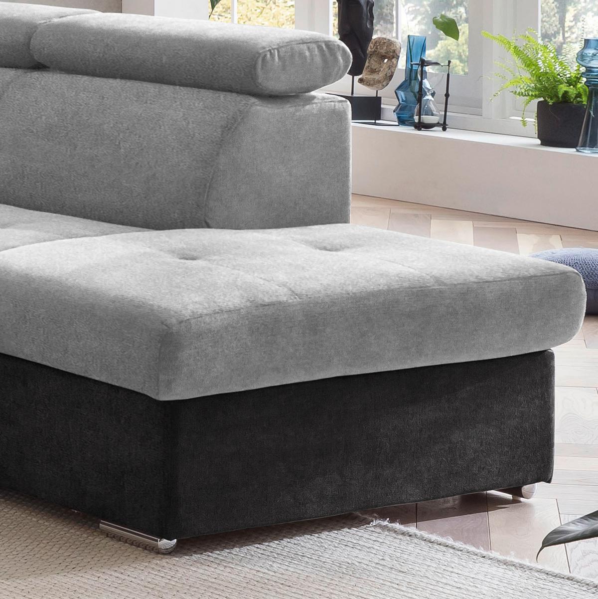 Ecksofa Mit Schlaffunktion Antero Und Bettkasten Hellgrau - Chromfarben/Silberfarben, Design, Textil (262/216cm) - Livetastic