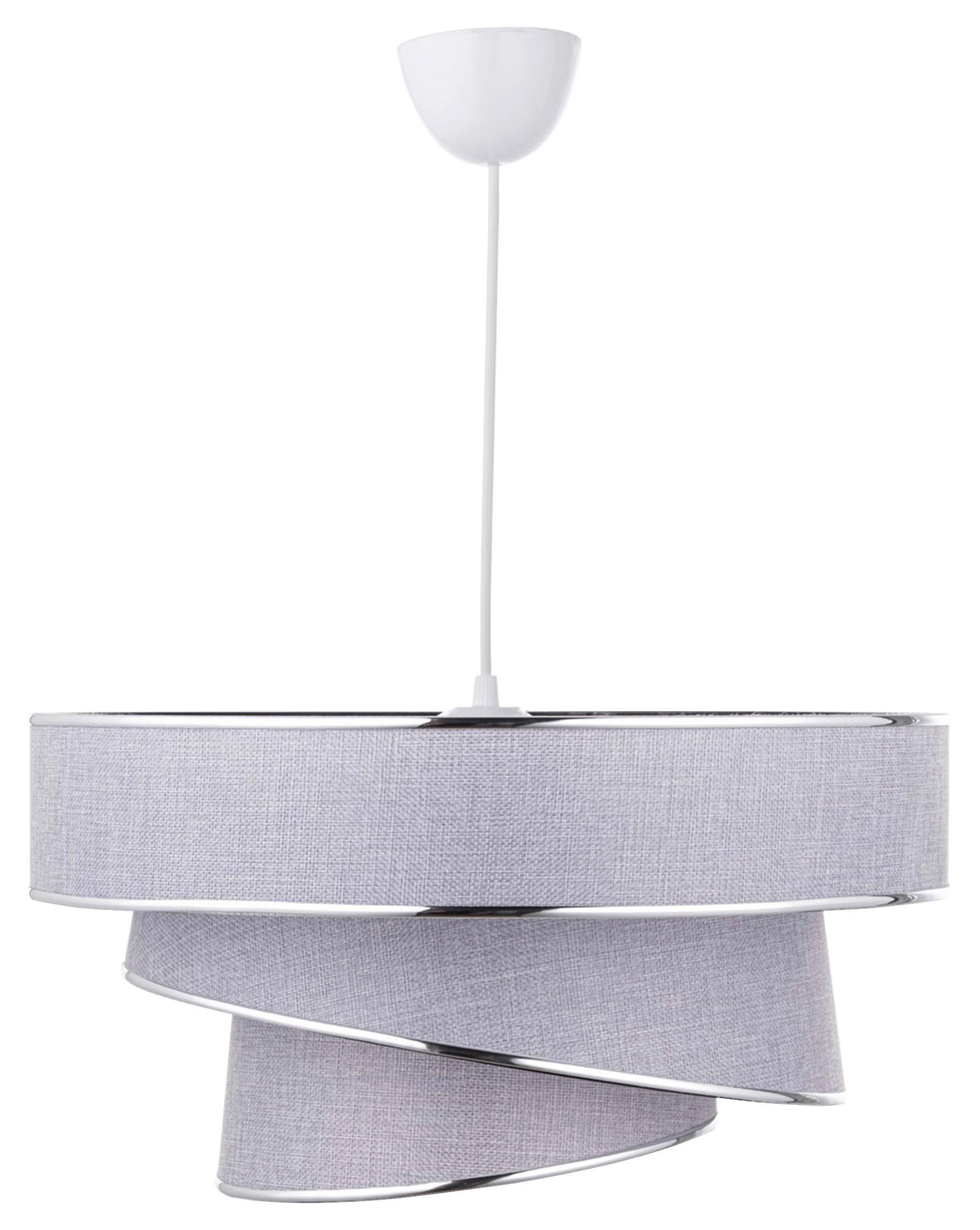 Hängeleuchte Couper H: 72 Cm 1-Flammig, Silberfarben, Grau - Silberfarben/Grau, KONVENTIONELL, Kunststoff/Textil (40/72cm) - P & B
