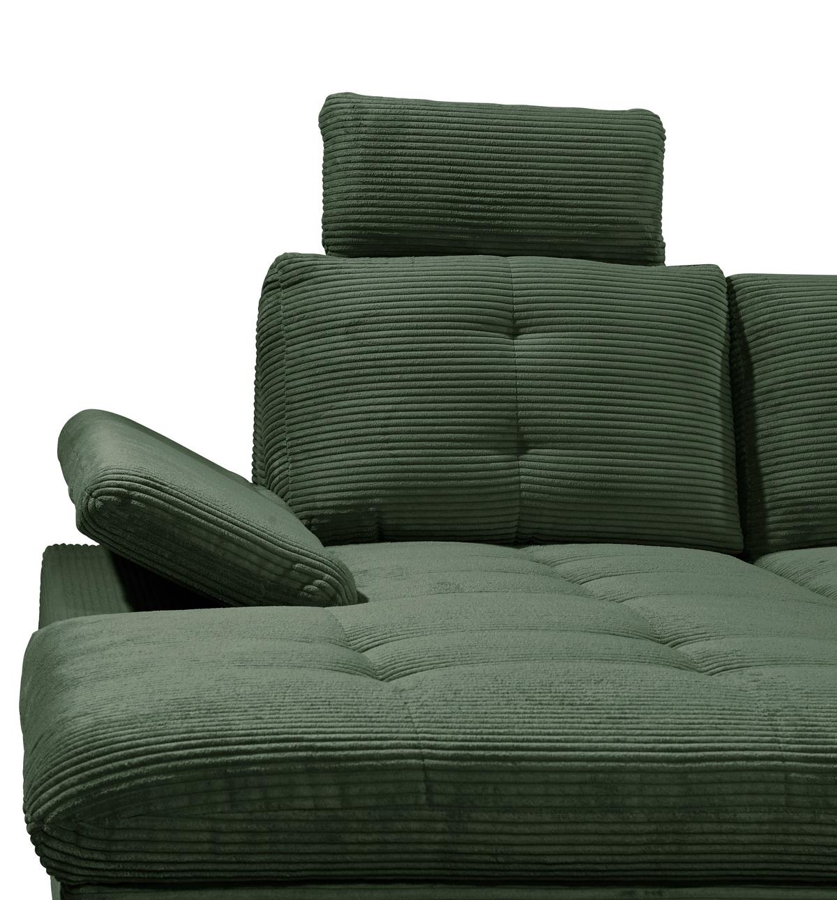 Wohnlandschaft Ascot Dunklegrün U: 170x324x220 Cm - Dunkelgrün/Eichefarben, KONVENTIONELL, Textil (170/324/220cm) - MID.YOU