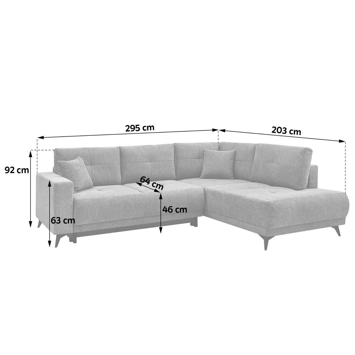 Rohová sedačka TEXAS, pravá, krémová - čierna/krémová, Konventionell, drevo (259/92/203cm) - Based