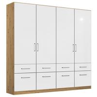 Drehtürenschrank Berlin Weiß/Eiche Artisan B: 181 cm - Weiß Hochglanz/Eiche Artisan, MODERN, Holzwerkstoff (181/210/54cm) - Rauch Möbel