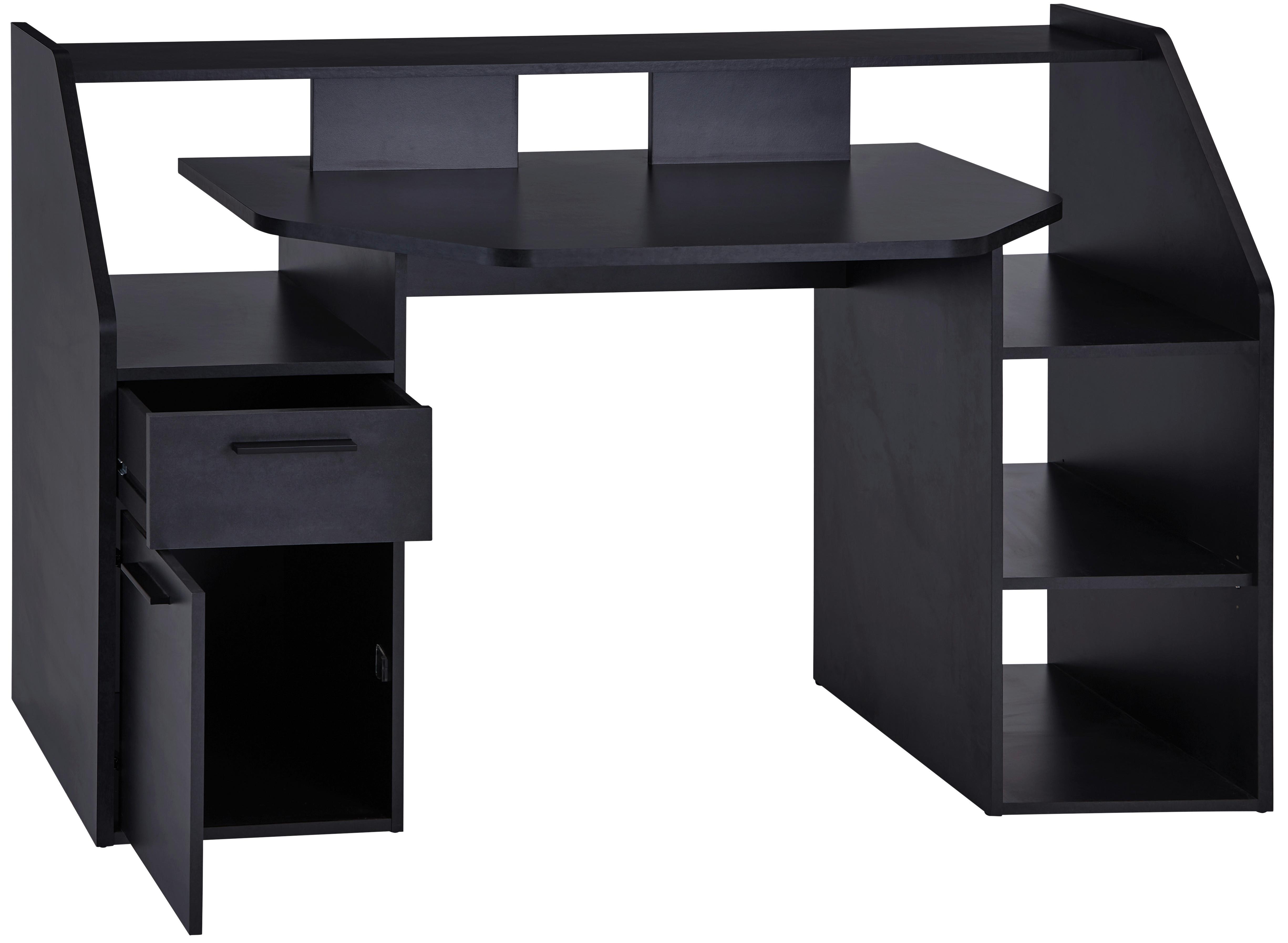 HERNÍ STŮL ENTER - černá/barvy grafitu, Moderní, kompozitní dřevo/plast (160/95,7/71,5cm)