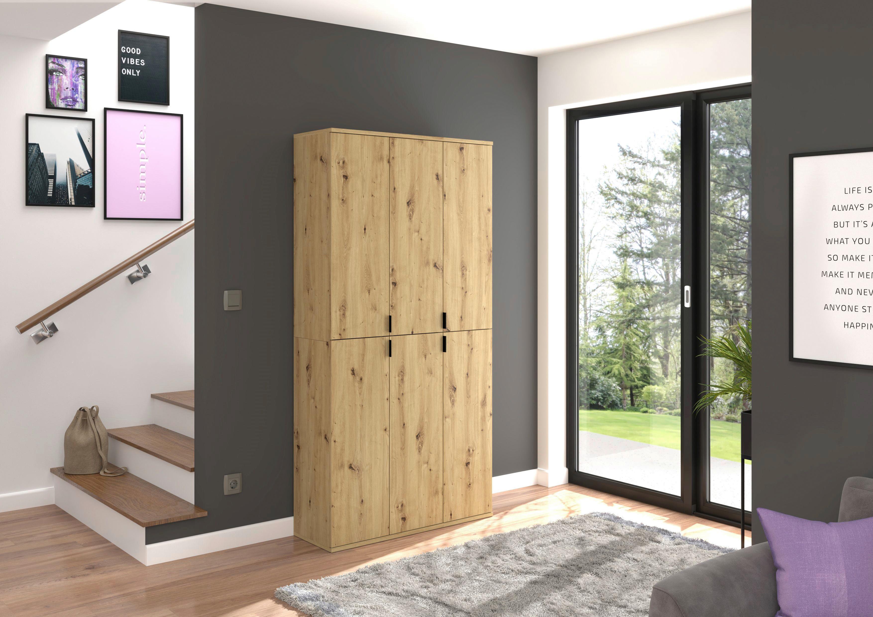 Garderobenschrank Projekt X Eiche Artisan B: 91 Cm - KONVENTIONELL, Holzwerkstoff (91/193/34cm) - MID.YOU